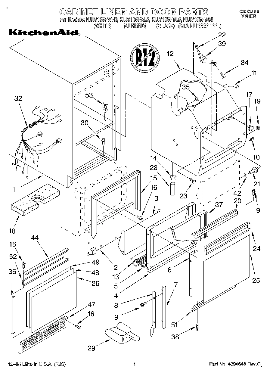 01 - CABINET LINER AND DOOR, LIT/OPTIONAL