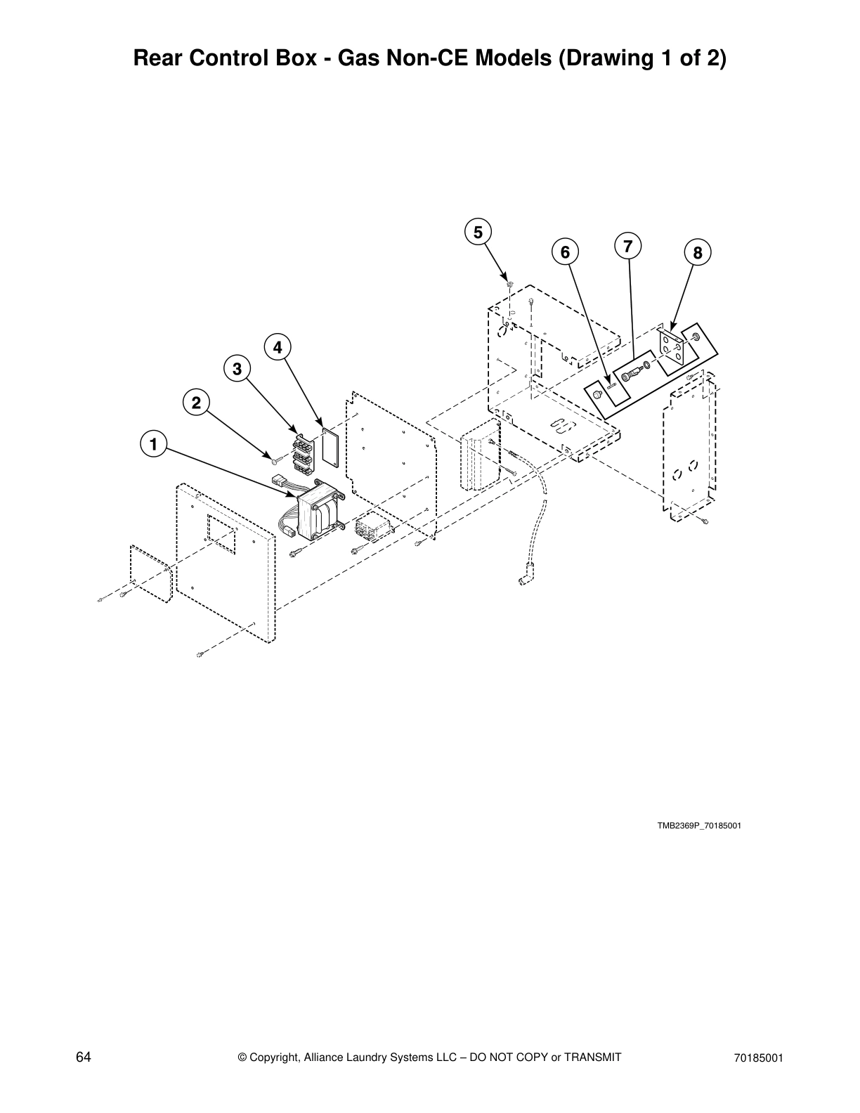 Rear Control Box - Gas Non-CE Models (Drawing 1 of 2)
