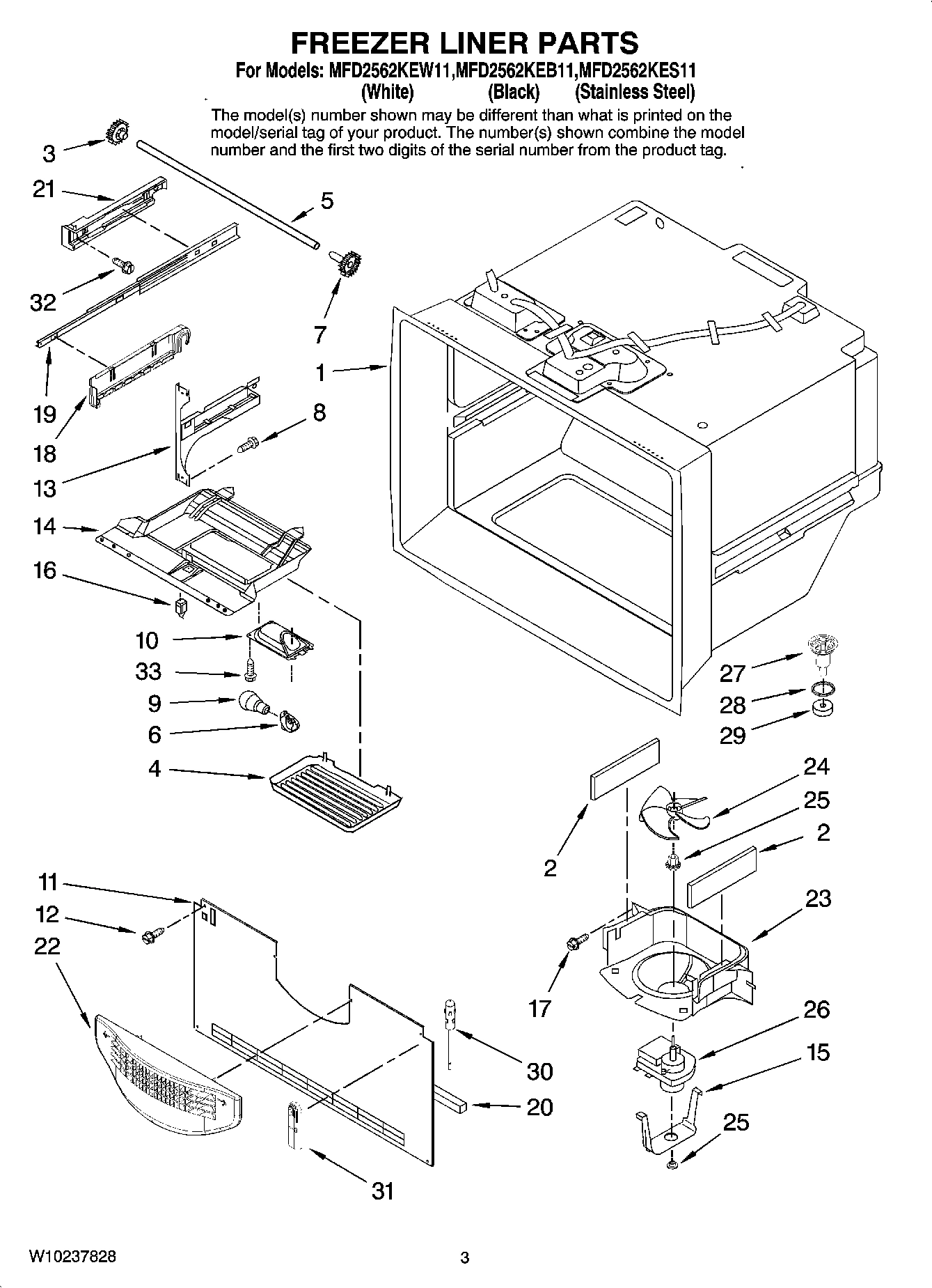 02 - FREEZER LINER PARTS