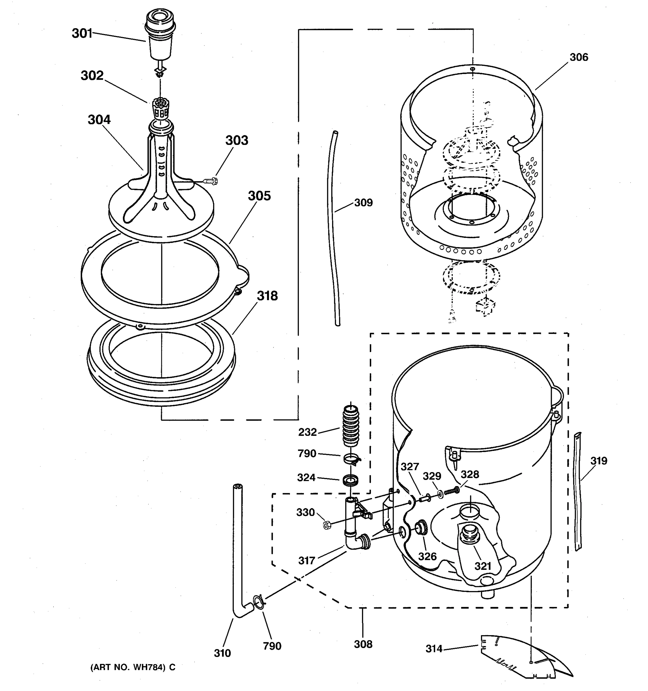 AGITATOR, BASKET & TUB PARTS