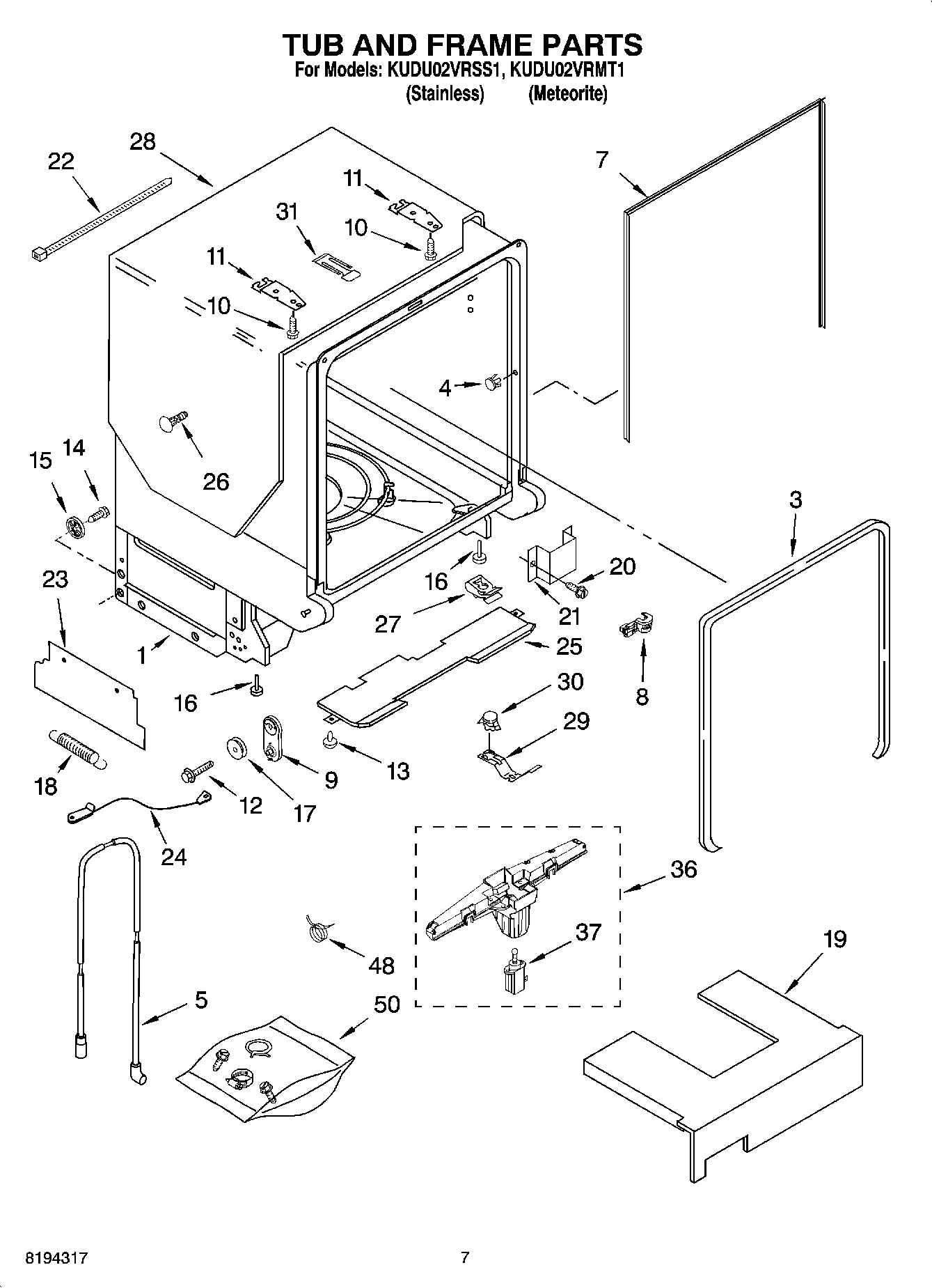 07 - TUB AND FRAME PARTS