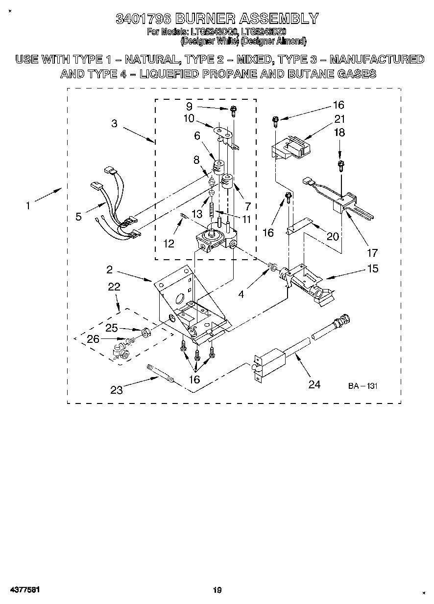 16 - 3401796 BURNER ASSEMBLY