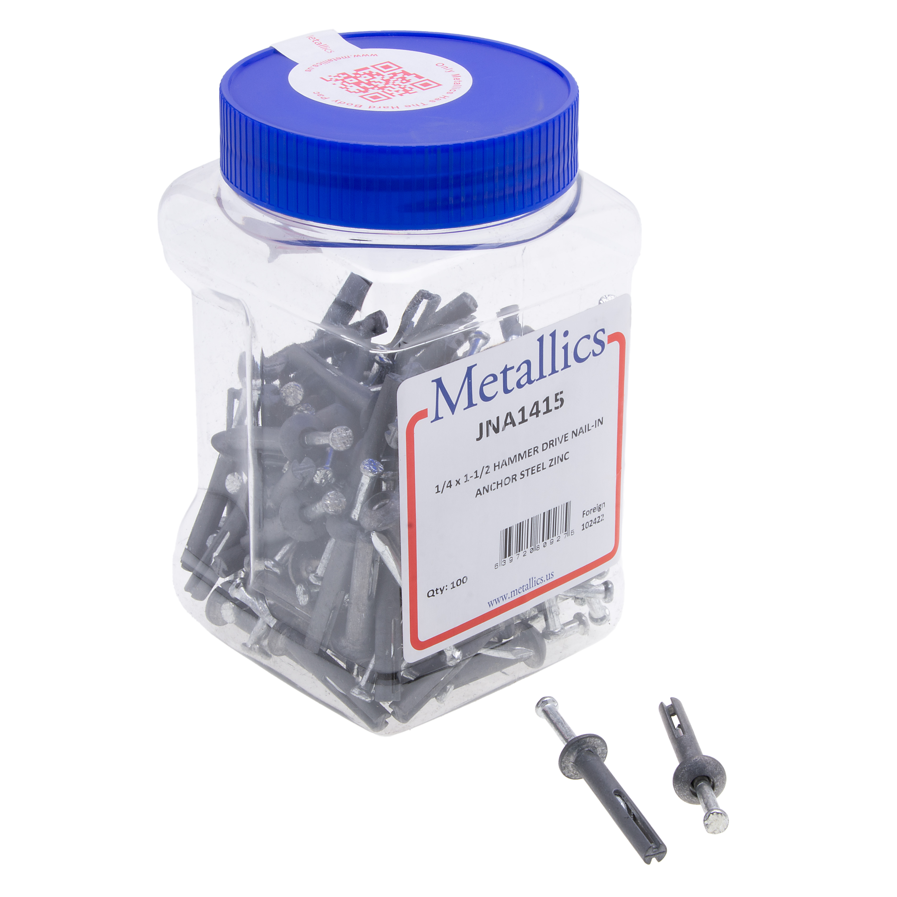 Metal Hammer Drive Nail-In Anchor, 1/4 in. diameter, 1-1/2 in. length