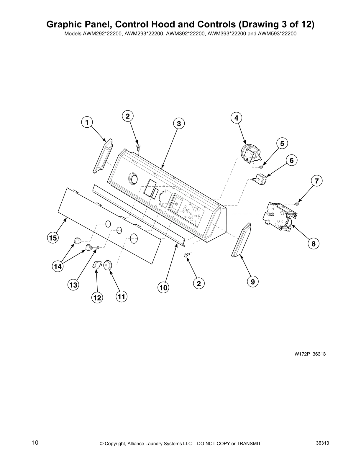 Graphic Panel, Control Hood and Controls (Drawing 3 of 12)