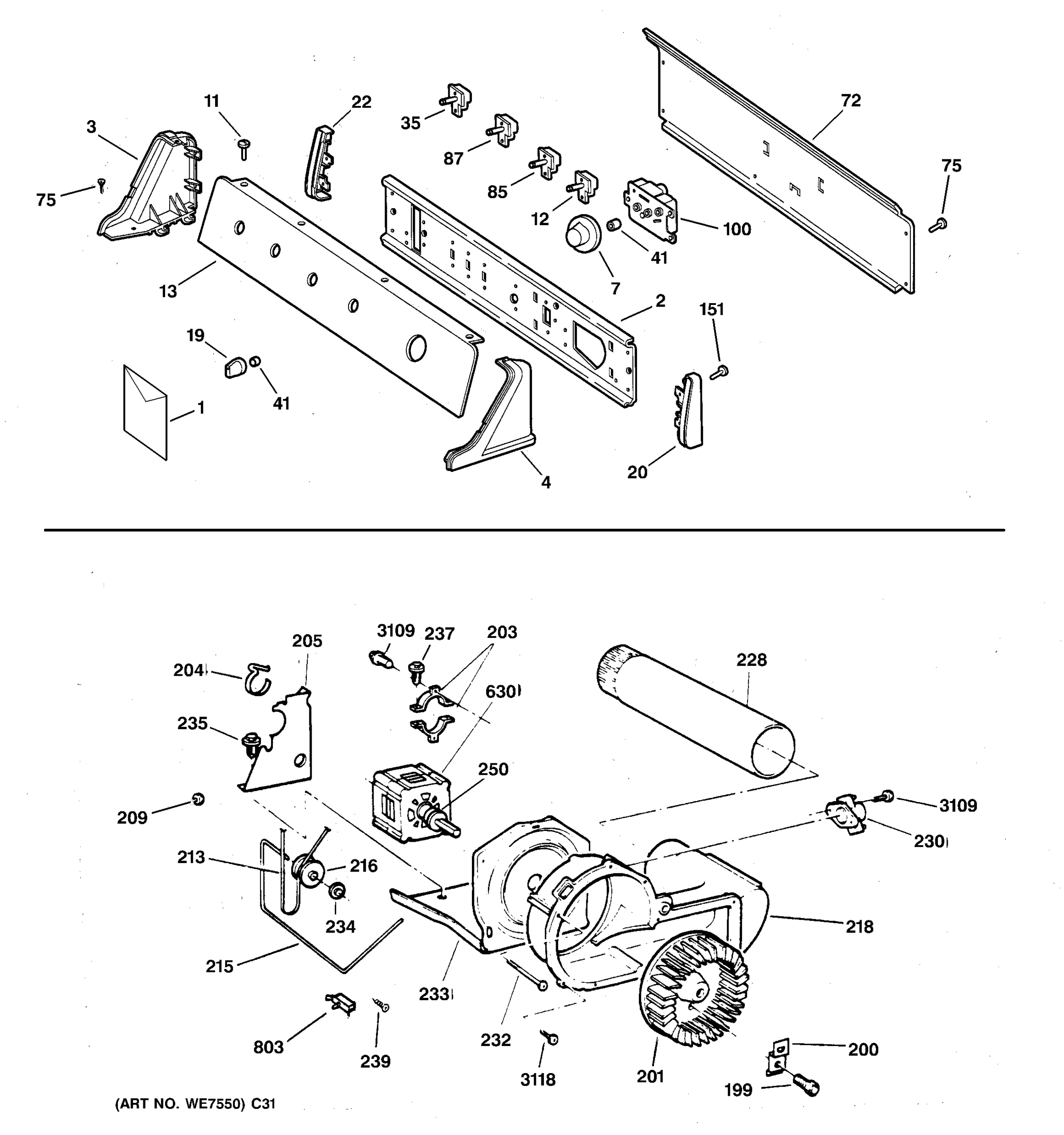 BACKSPLASH, BLOWER & MOTOR ASSEMBLY