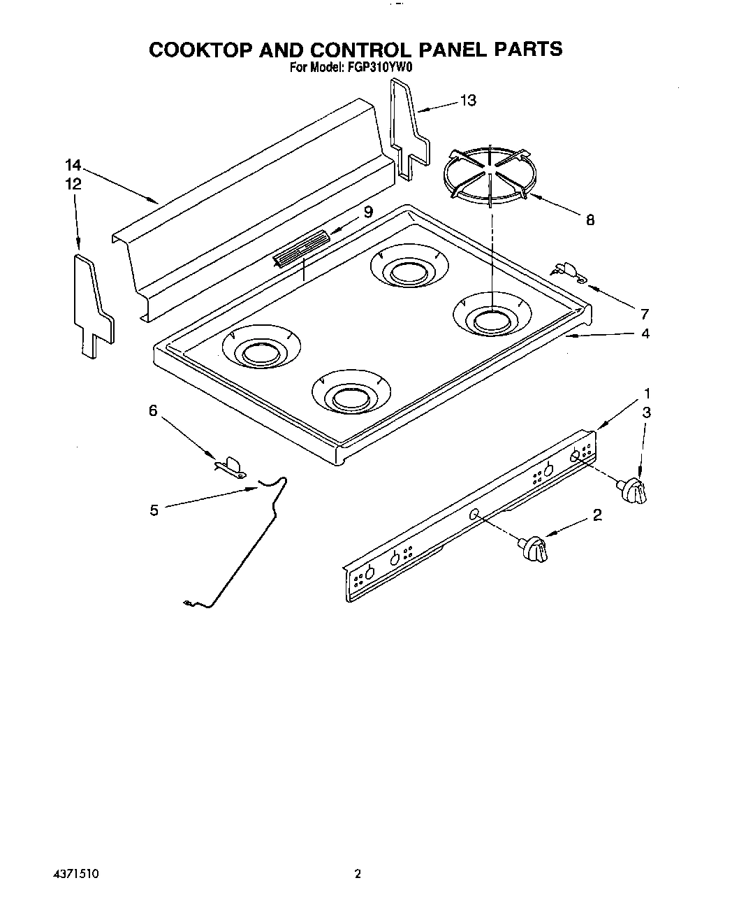 02 - COOKTOP AND CONTROL PANEL, LIT/OPTI