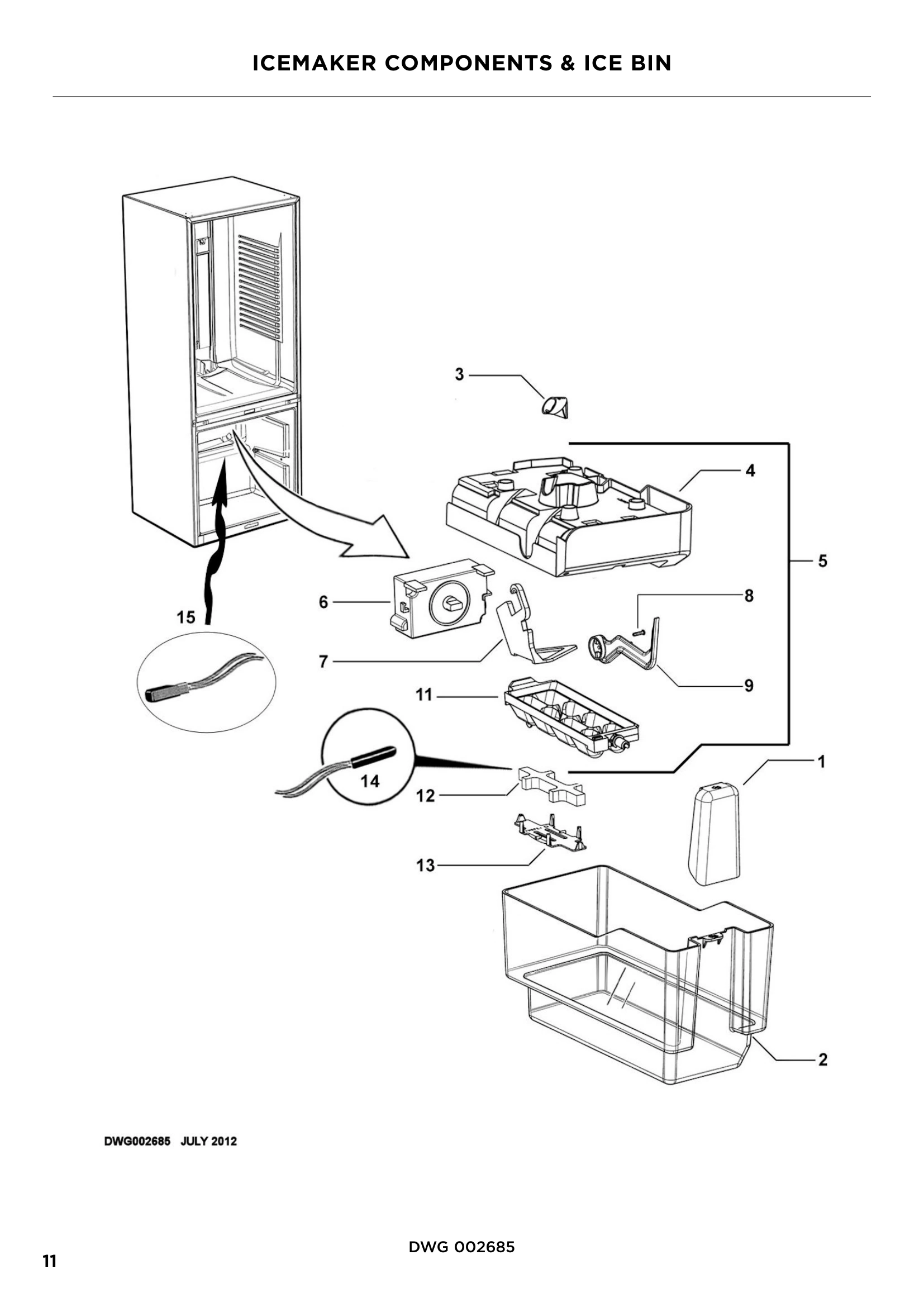 ICEMAKER COMPONENTS & ICE BIN