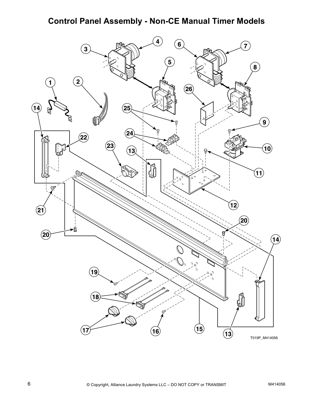 Control Panel Assembly - Non-CE Manual Timer Models