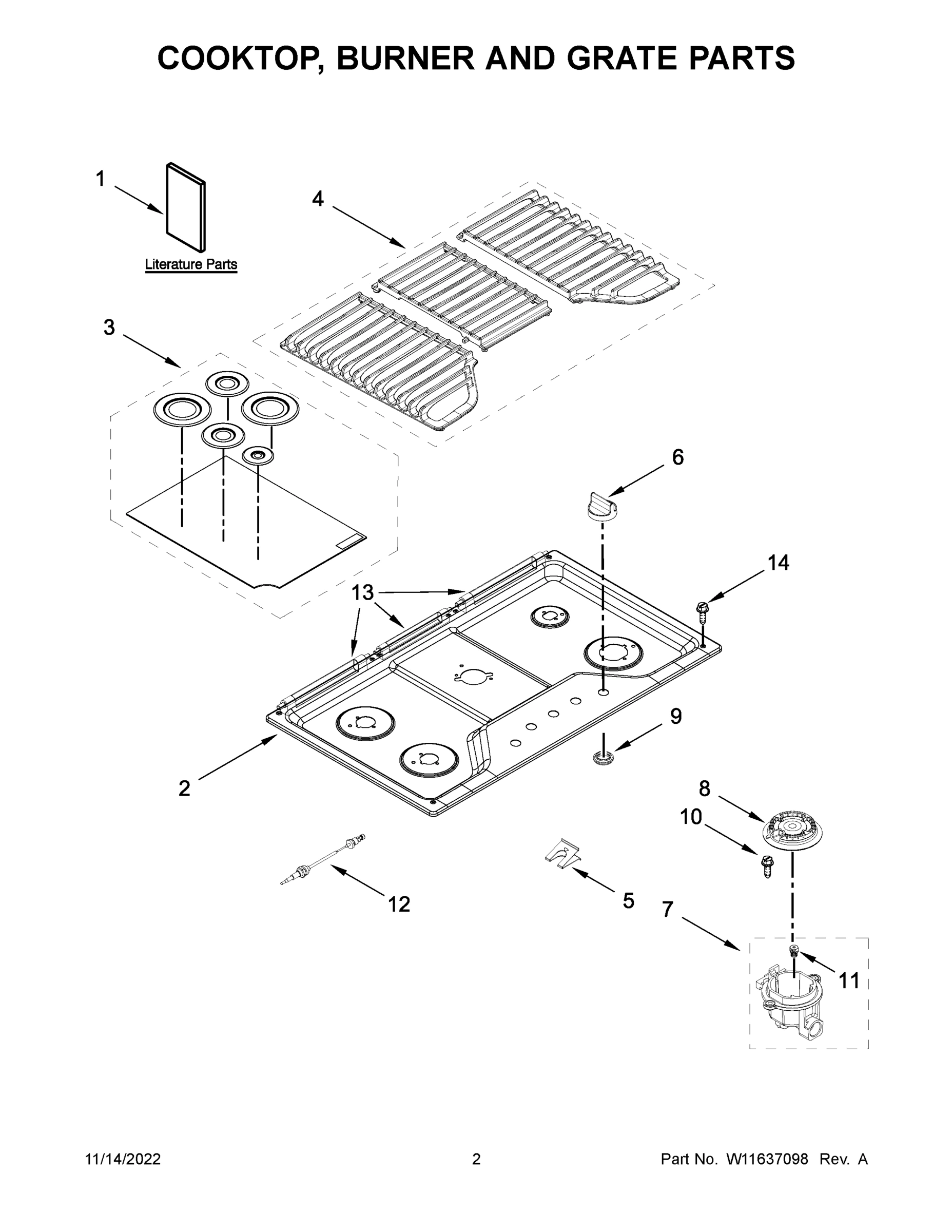 02 - COOKTOP, BURNER AND GRATE PARTS