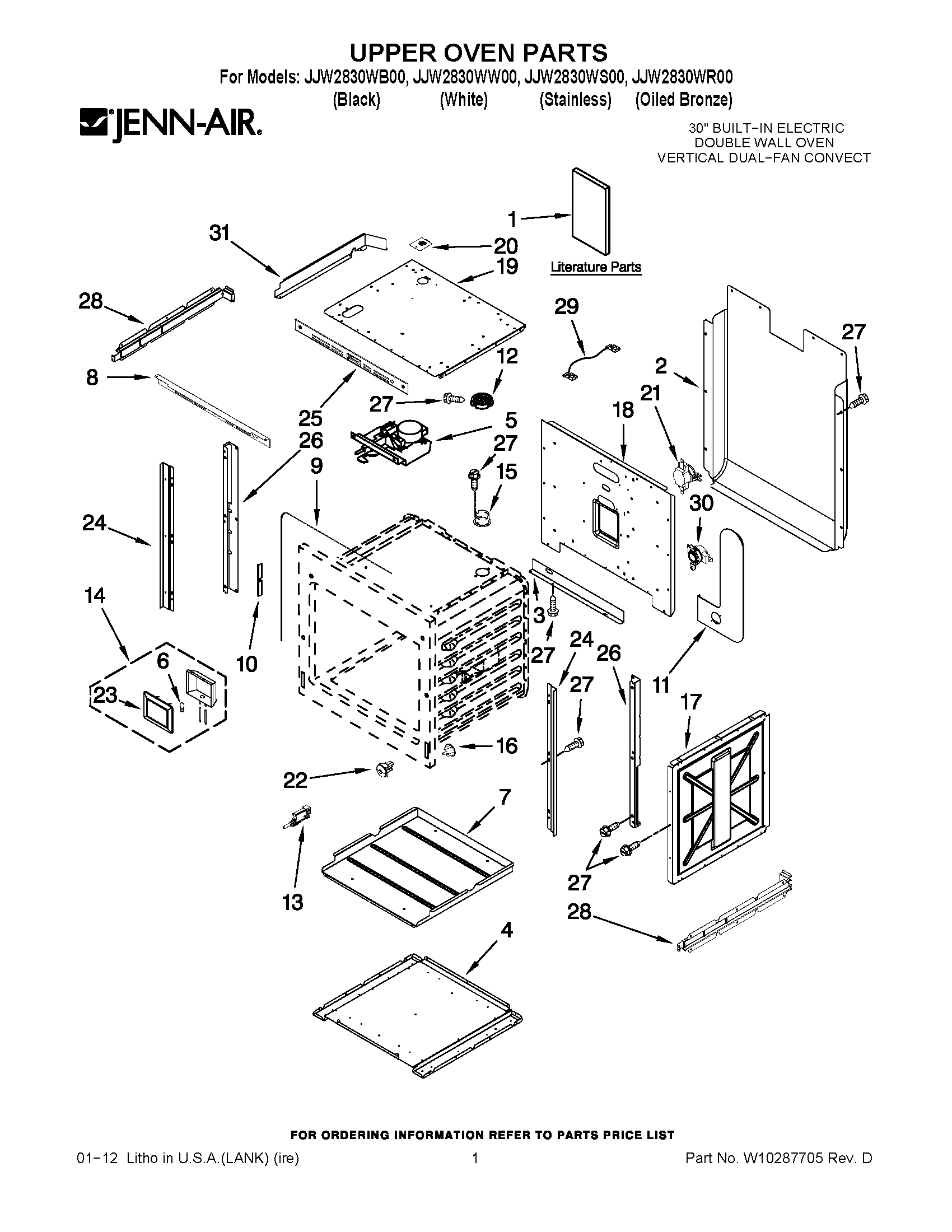 01 - UPPER OVEN PARTS