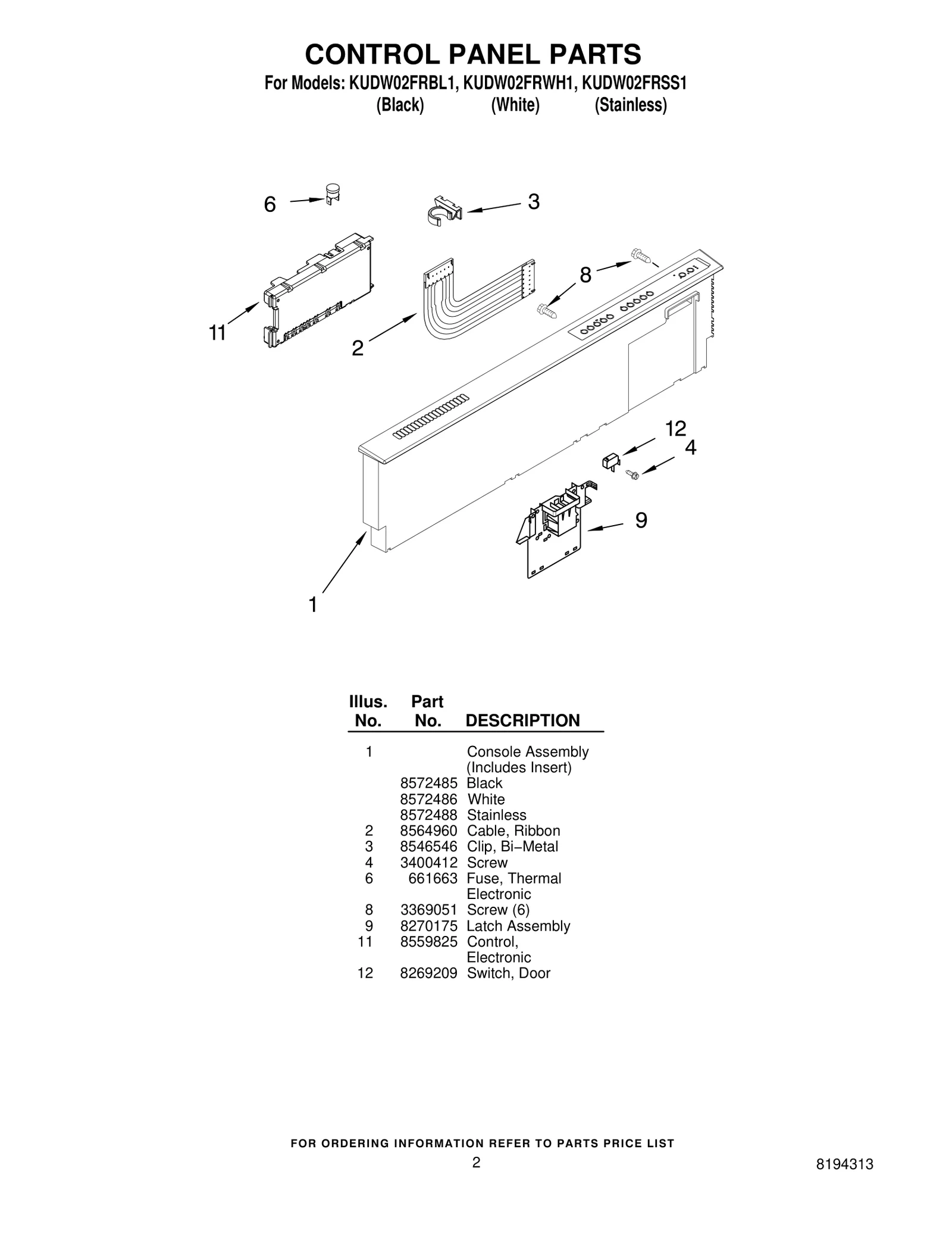 CONTROL PANEL PARTS