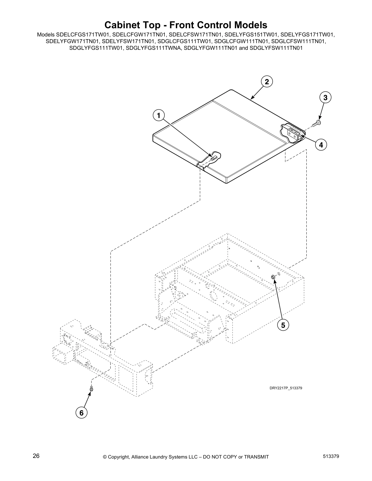 Cabinet Top - Front Control Models