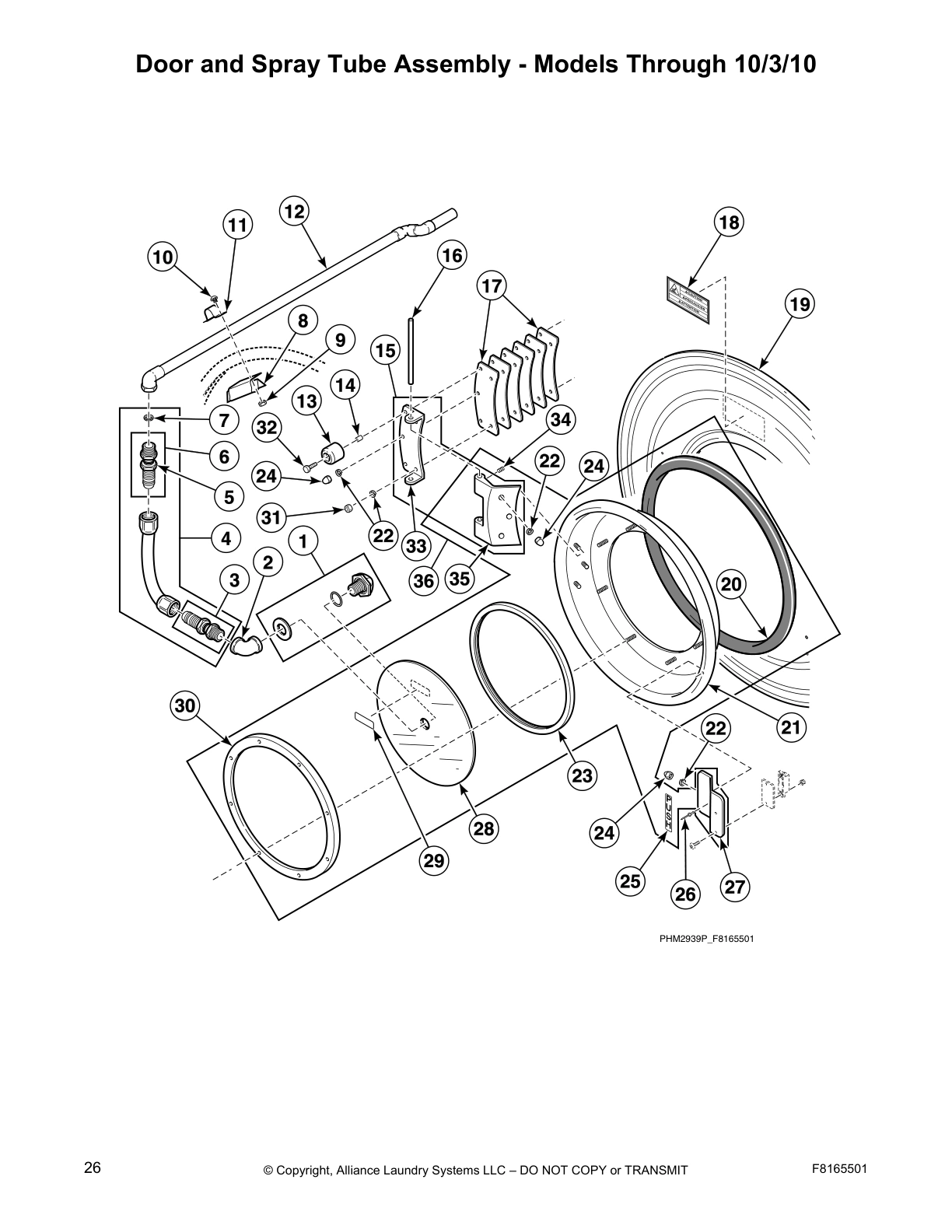 Door and Spray Tube Assembly - Models Through 10/3/10