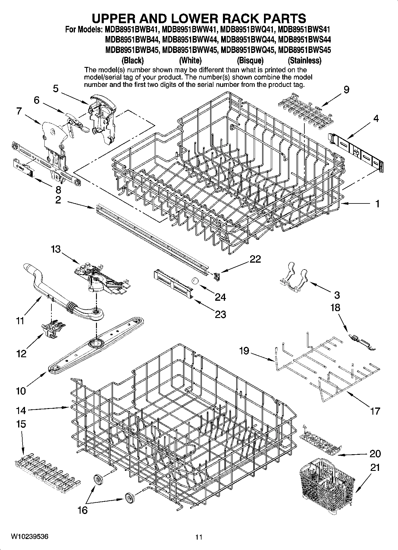 09 - UPPER AND LOWER RACK PARTS