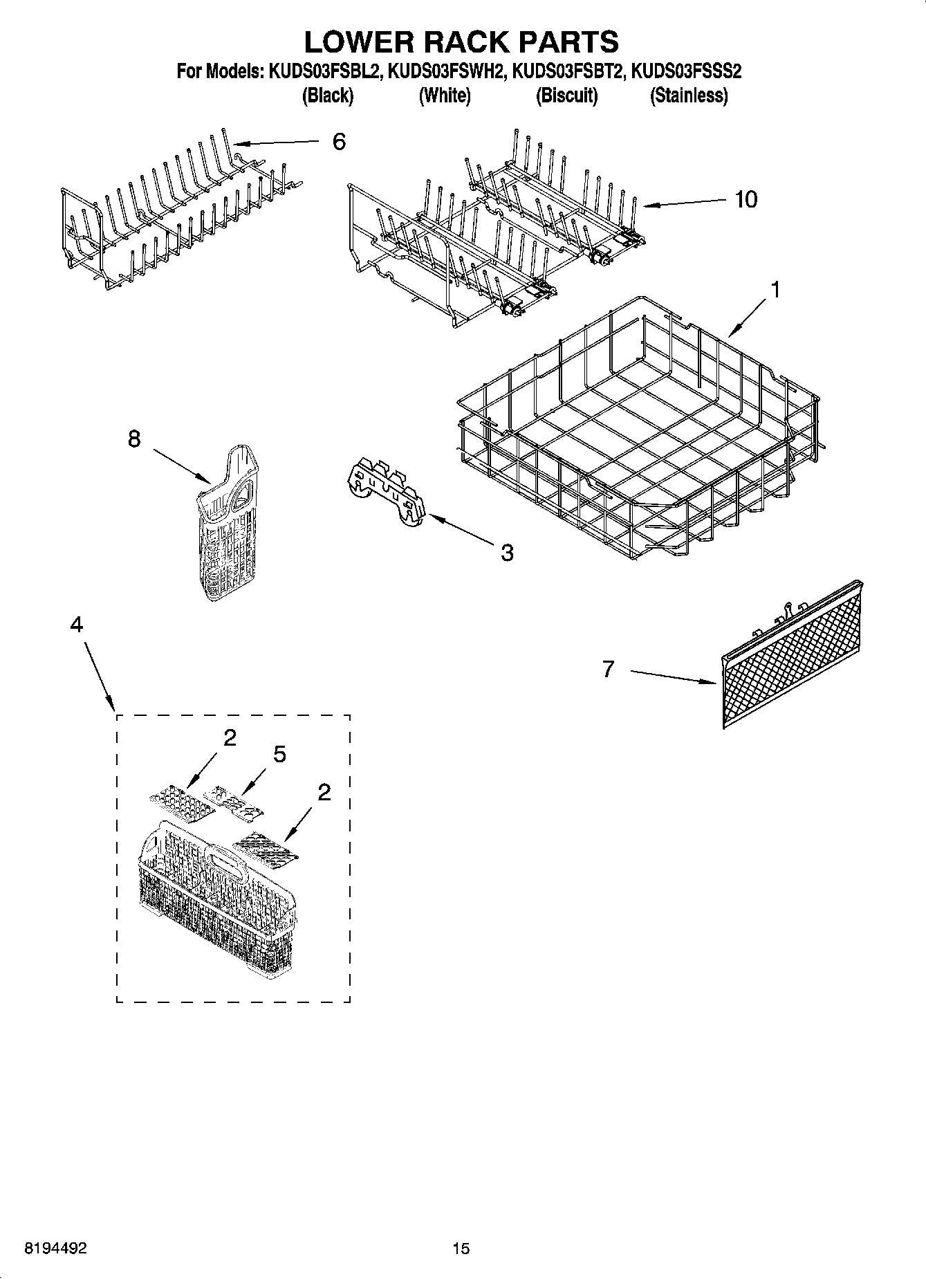 12 - LOWER RACK PARTS, OPTIONAL PARTS (NOT INCLUDED)