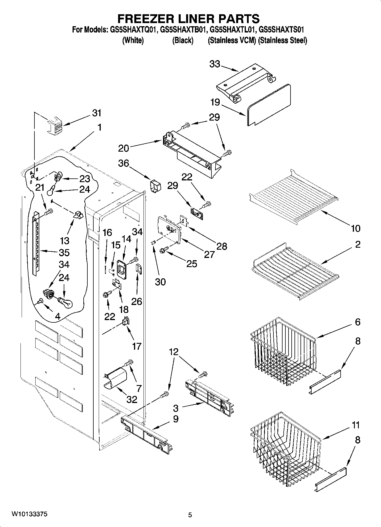 04 - FREEZER LINER PARTS