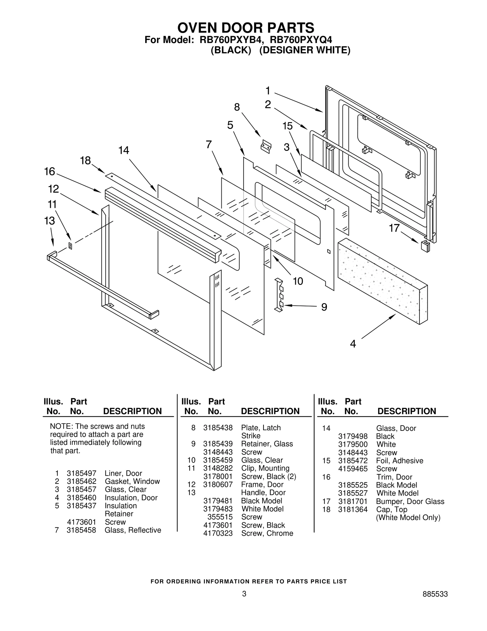 OVEN DOOR PARTS