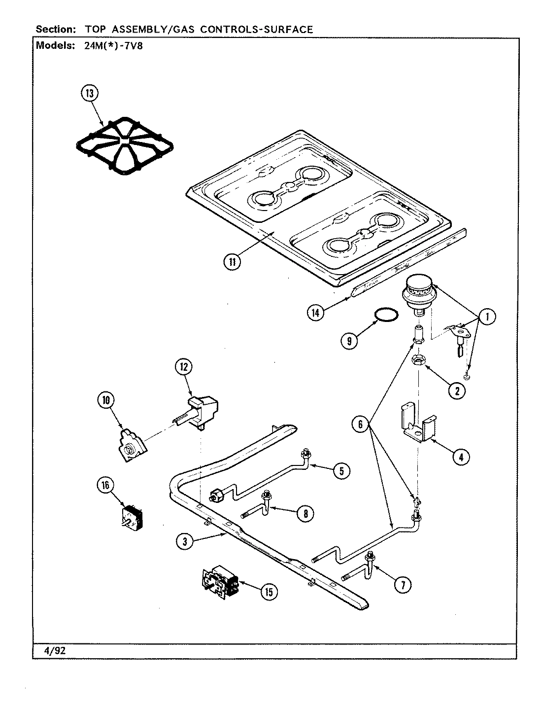09 - TOP ASSEMBLY/GAS CONTROLS-SURFACE
