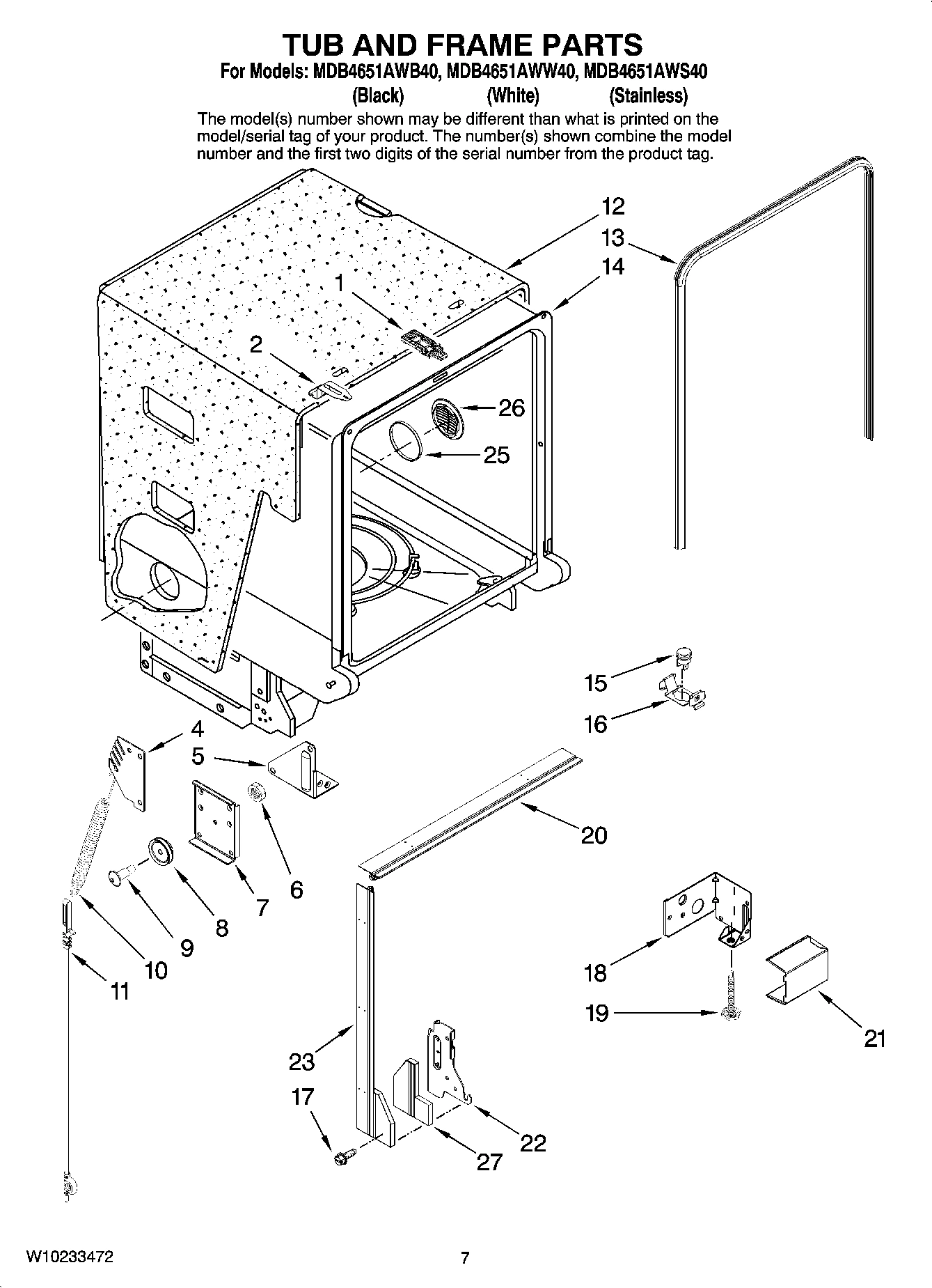 07 - TUB AND FRAME PARTS