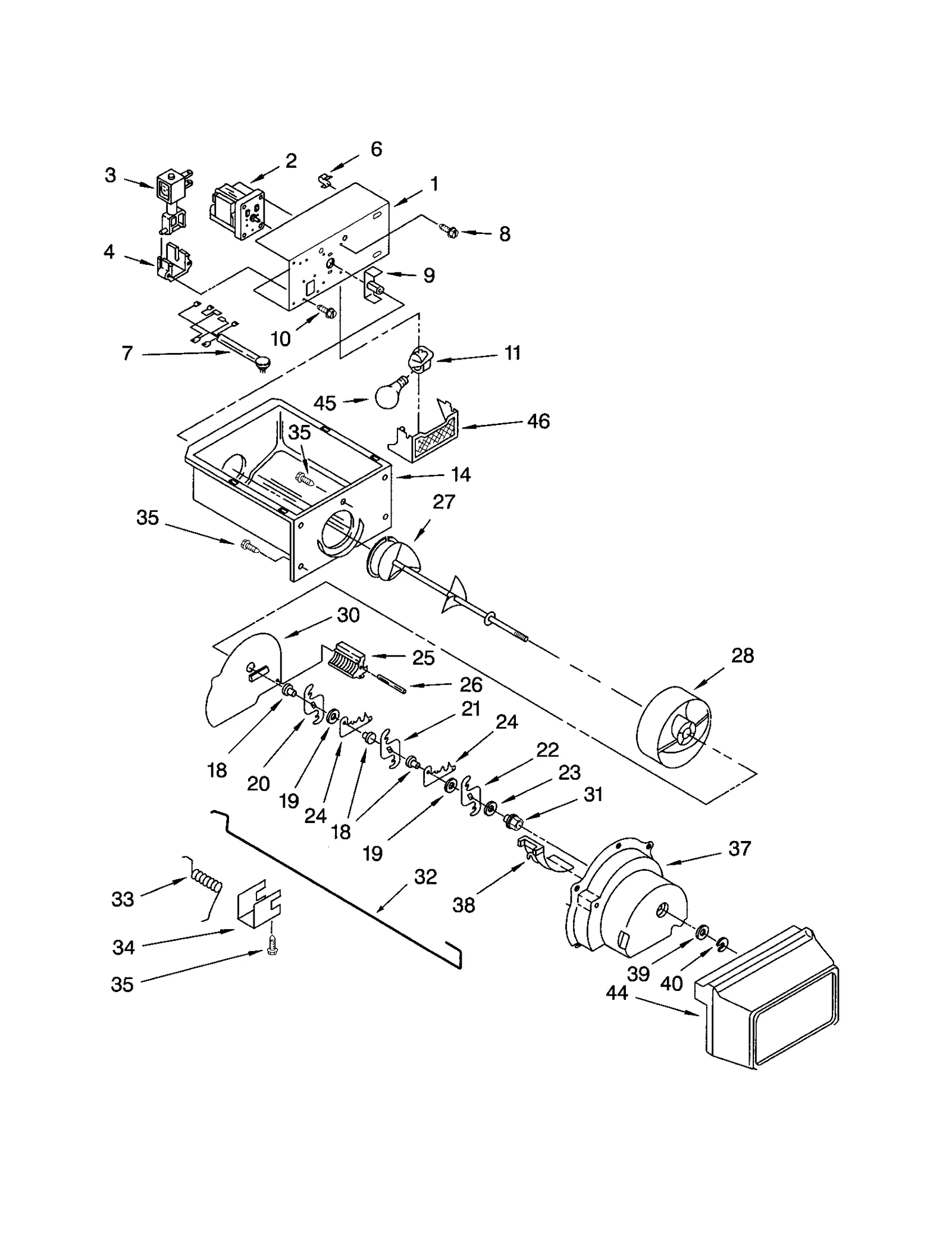 MOTOR AND ICE CONTAINER