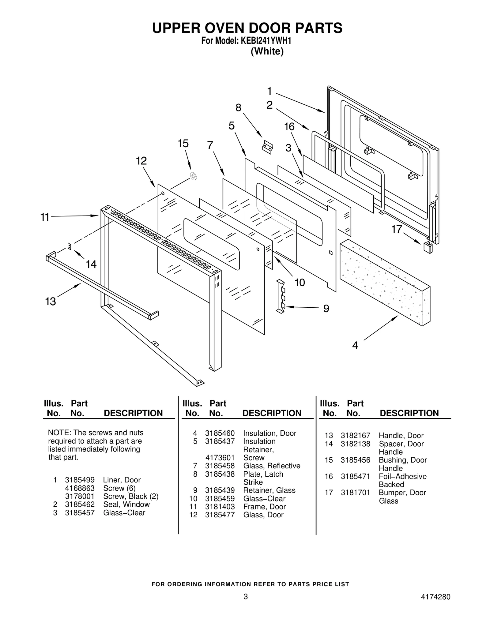 UPPER OVEN DOOR PARTS