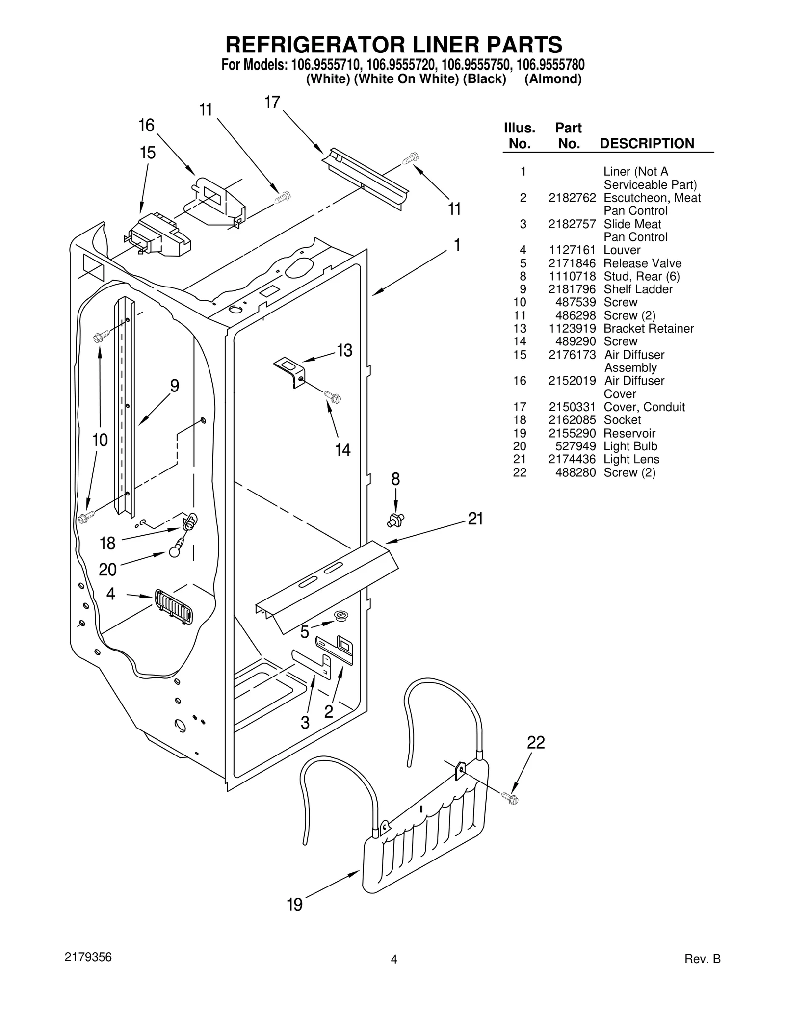 REFRIGERATOR LINER PARTS