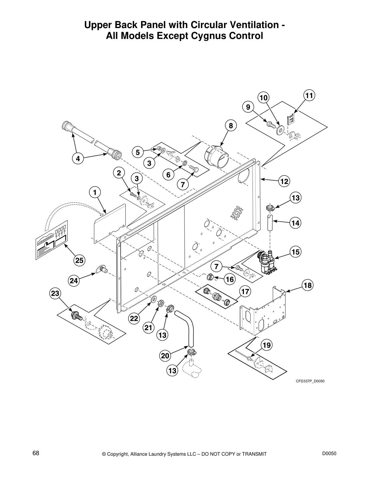 Upper Back Panel with Circular Ventilation -
All Models Except Cygnus Control