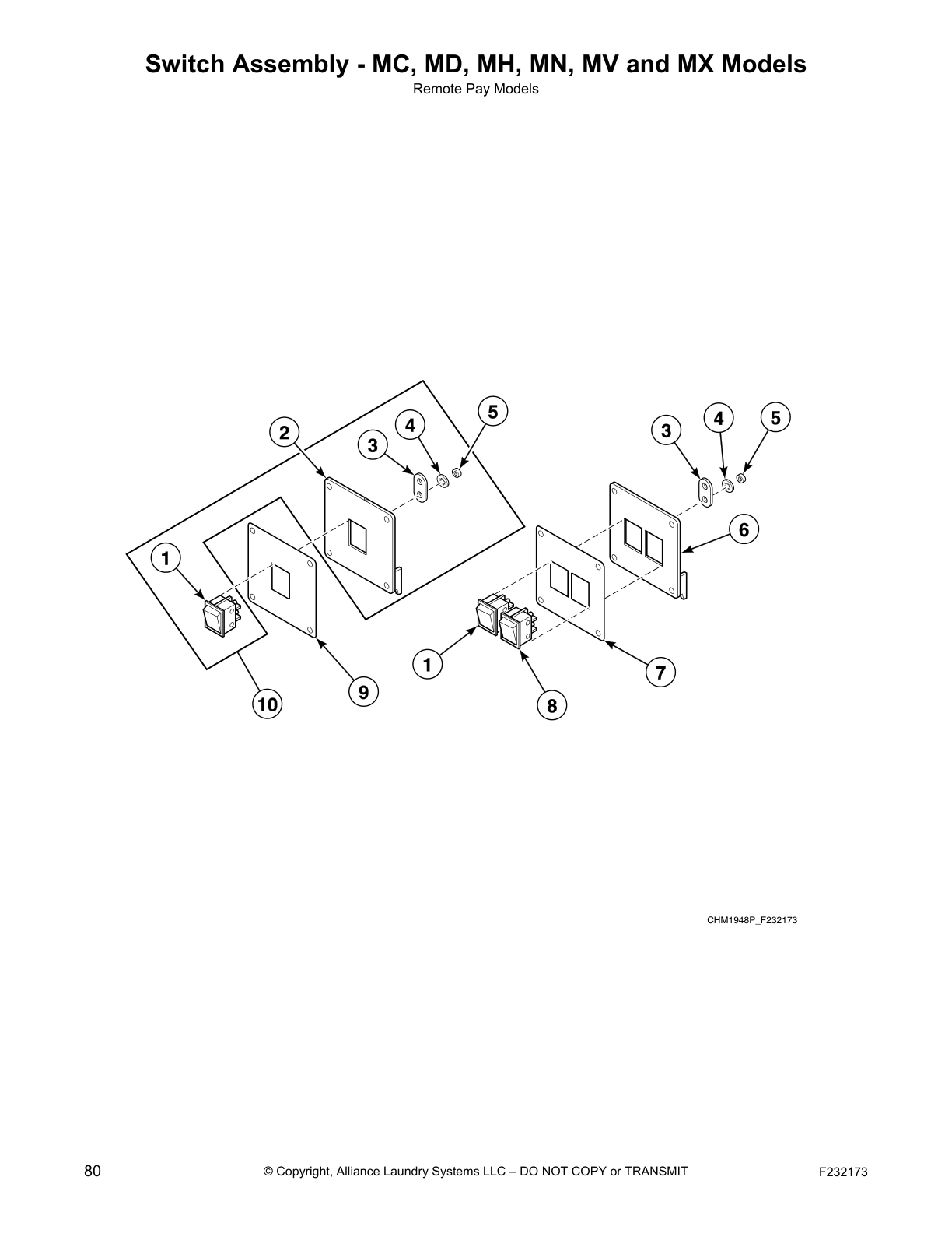 Switch Assembly - MC, MD, MH, MN, MV and MX Models