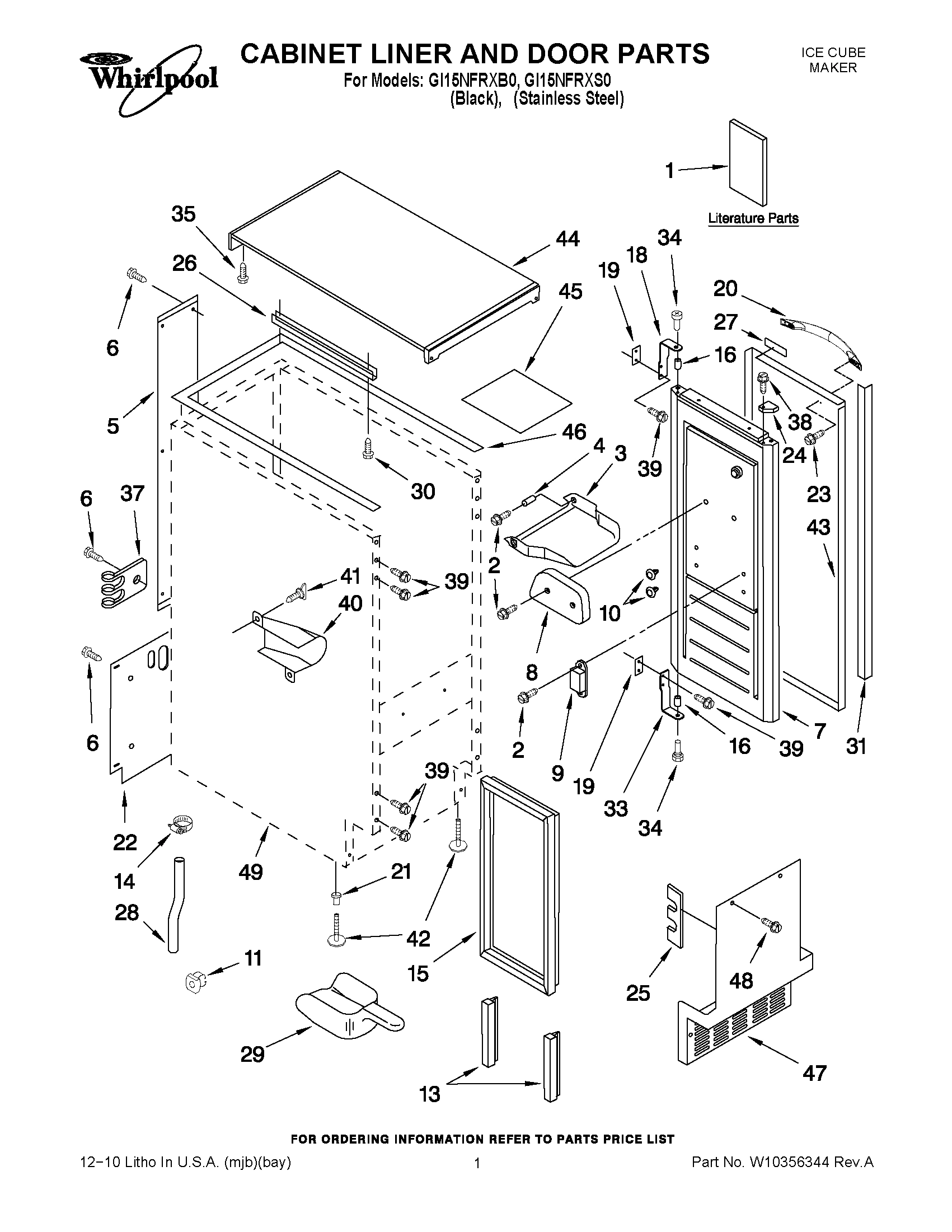 01 - CABINET LINER AND DOOR PARTS