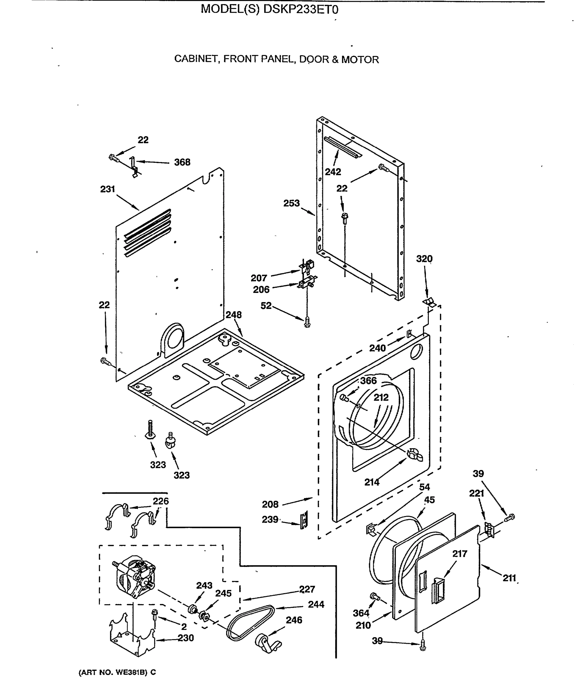 CABINET, FRONT PANEL, DOOR & MOTOR