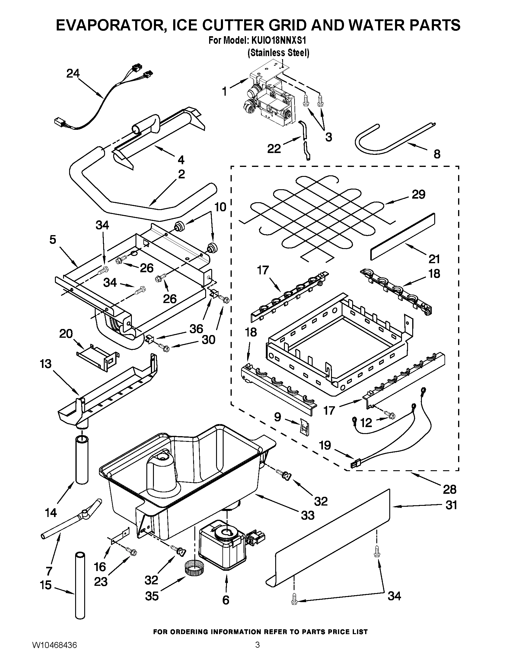 02 - EVAPORATOR, ICE CUTTER GRID AND WATER PARTS
