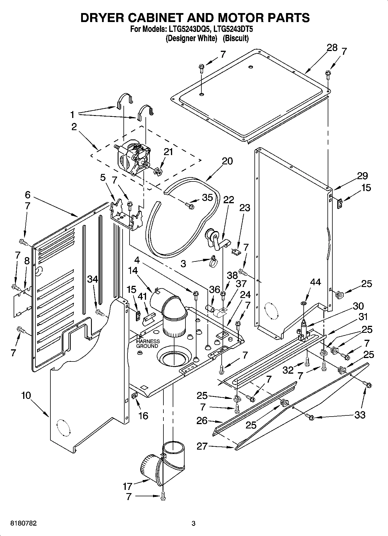 03 - DRYER CABINET AND MOTOR PARTS