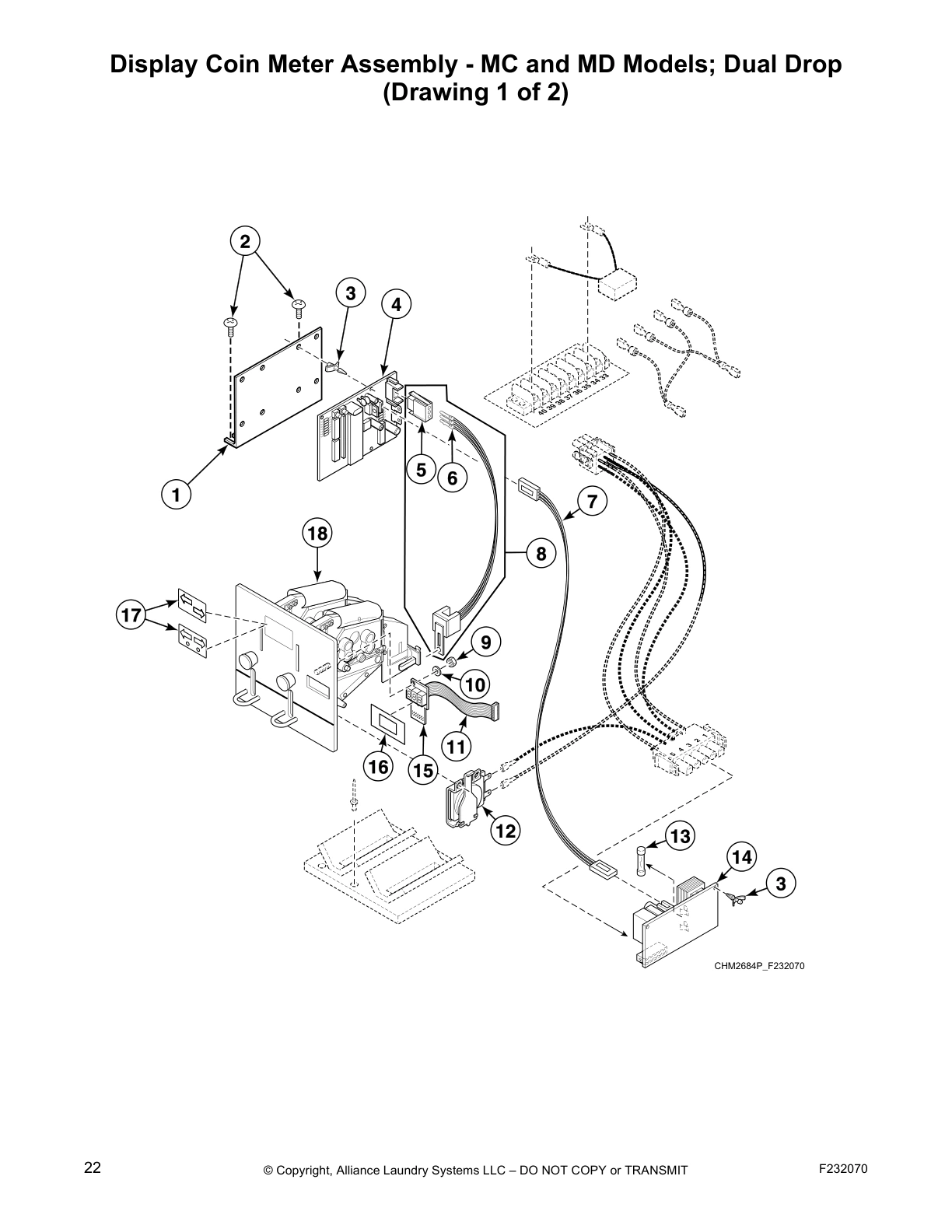 Display Coin Meter Assembly - MC and MD Models; Dual Drop 
(Drawing 1 of 2)
