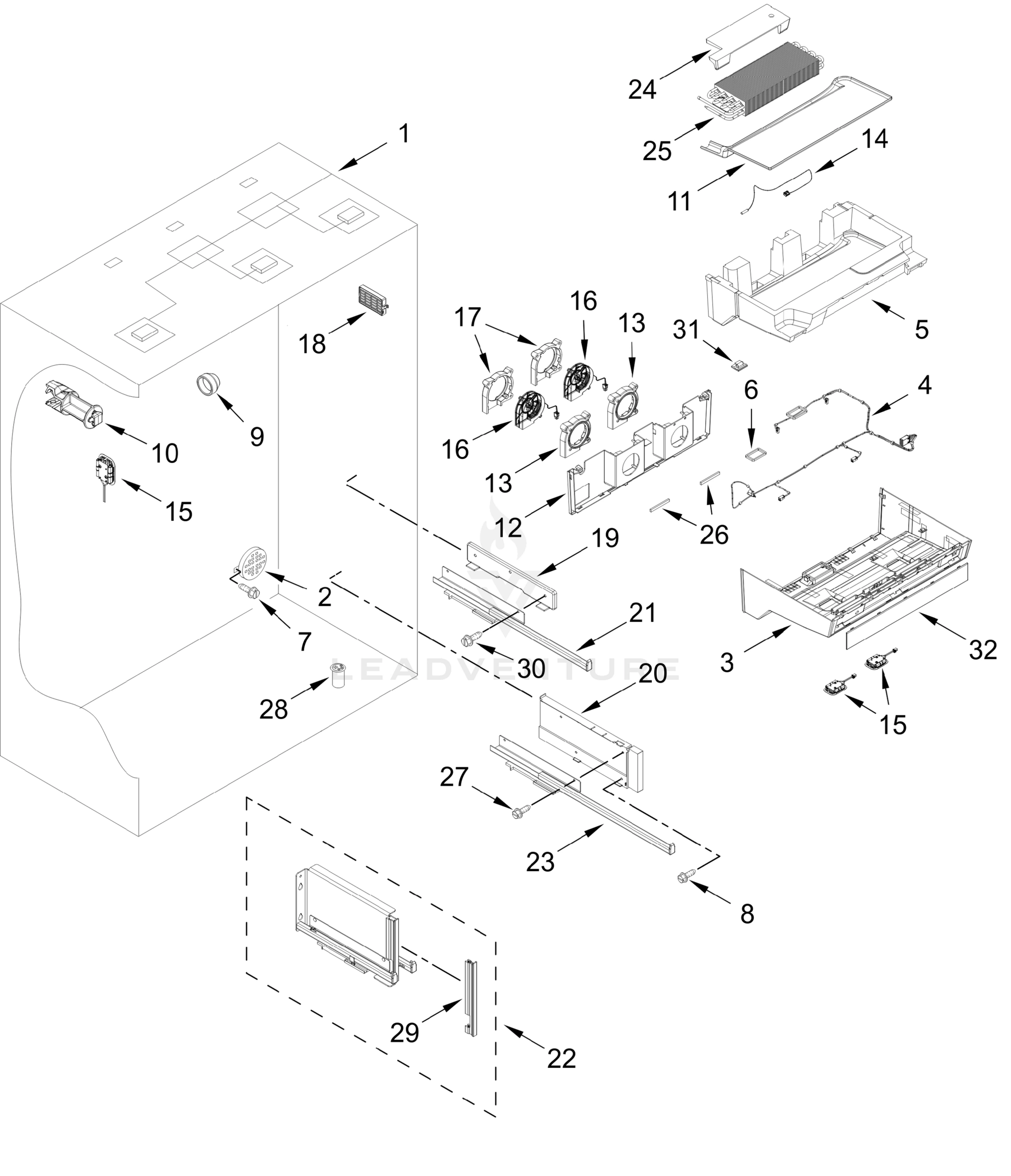 REFRIGERATOR LINER PARTS