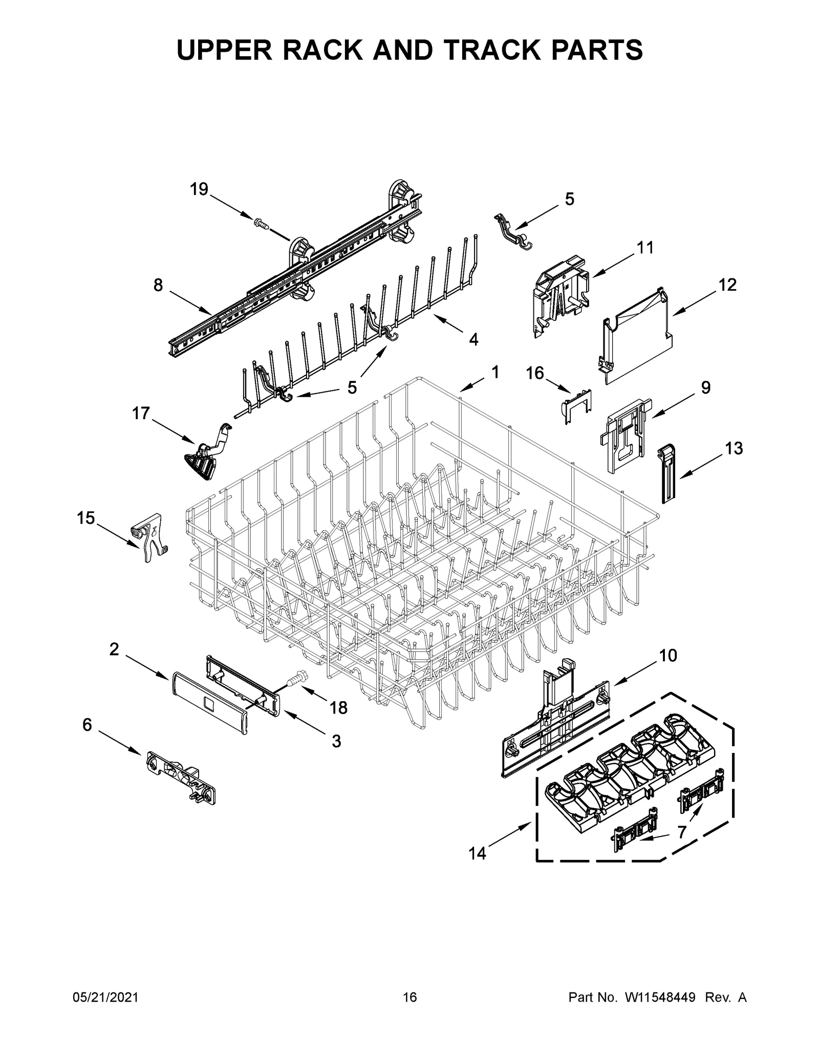 UPPER RACK AND TRACK PARTS