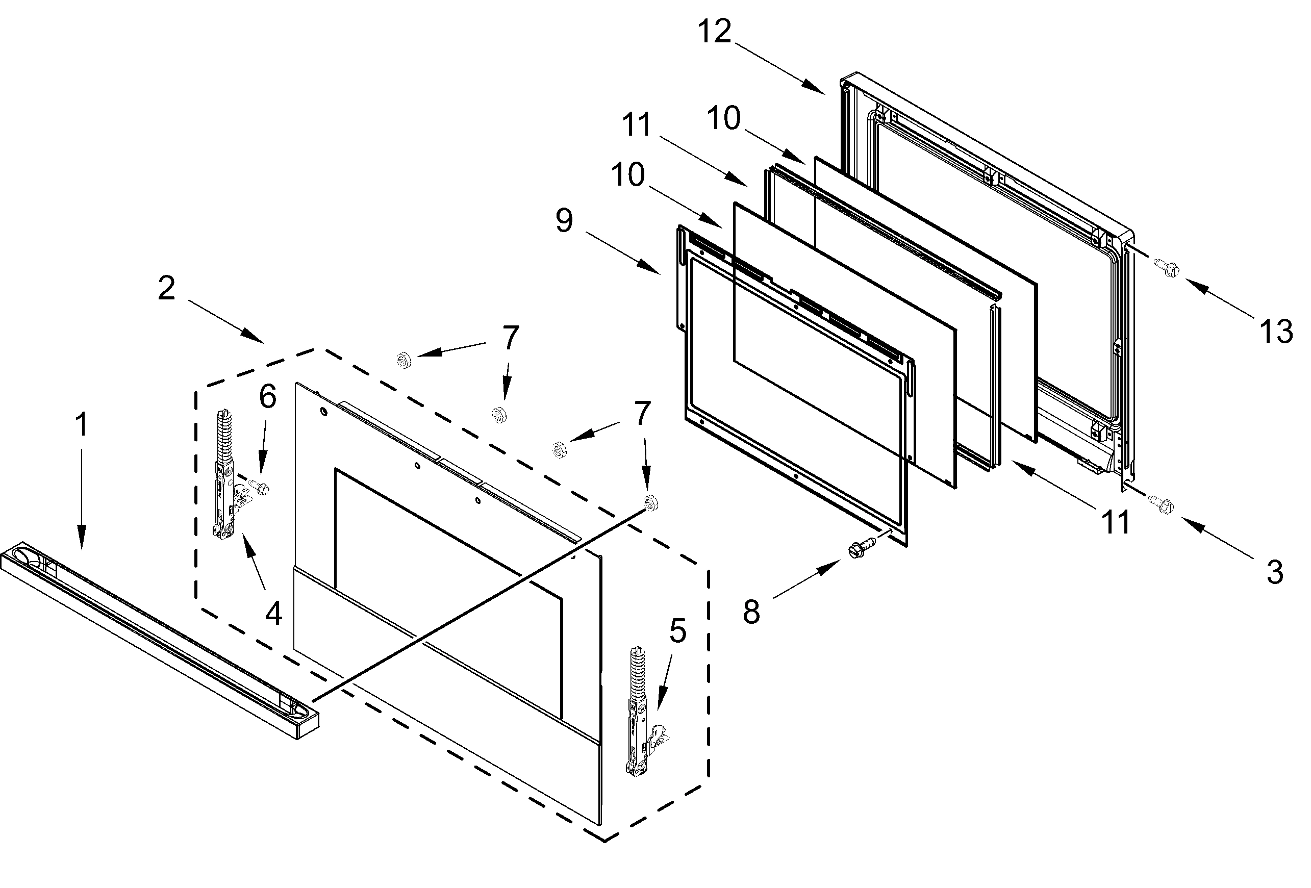 LOWER OVEN DOOR PARTS