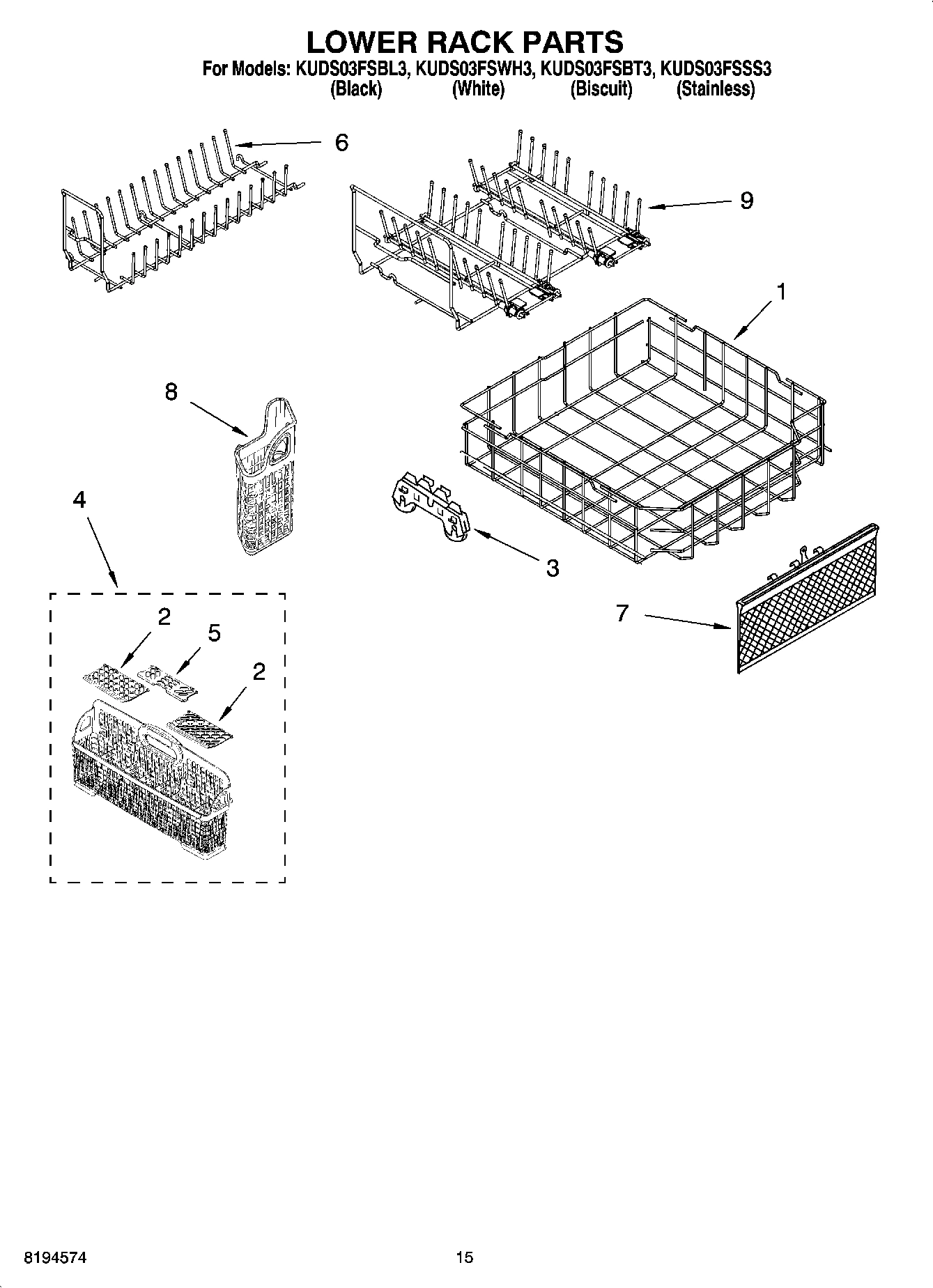 12 - LOWER RACK PARTS, OPTIONAL PARTS (NOT INCLUDED)