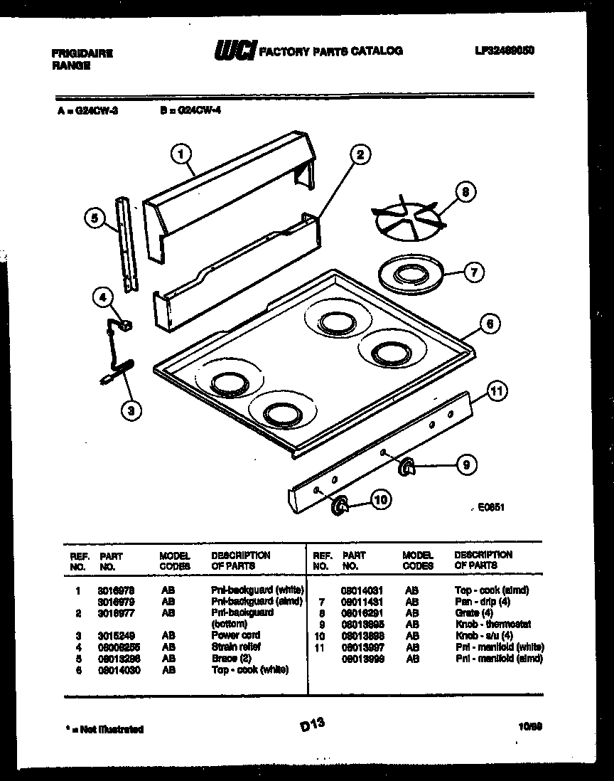 02 - BACKGUARD AND COOKTOP PARTS