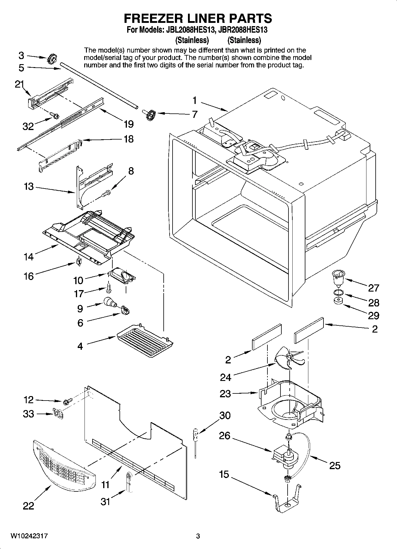 02 - FREEZER LINER PARTS
