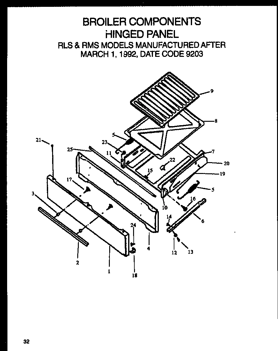 03 - BROILER COMPONENENTS HINGE PANEL