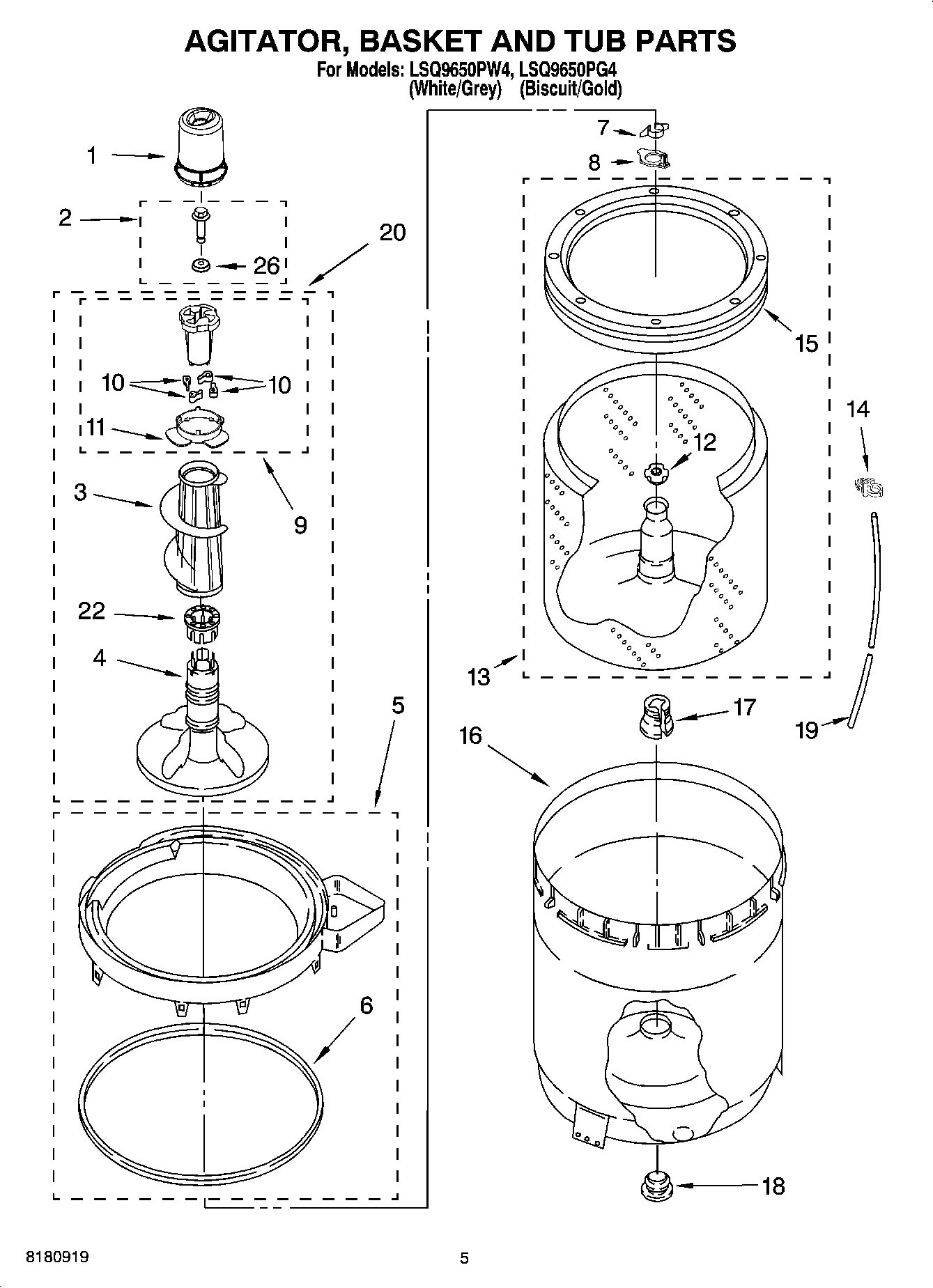 03 - AGITATOR, BASKET AND TUB PARTS