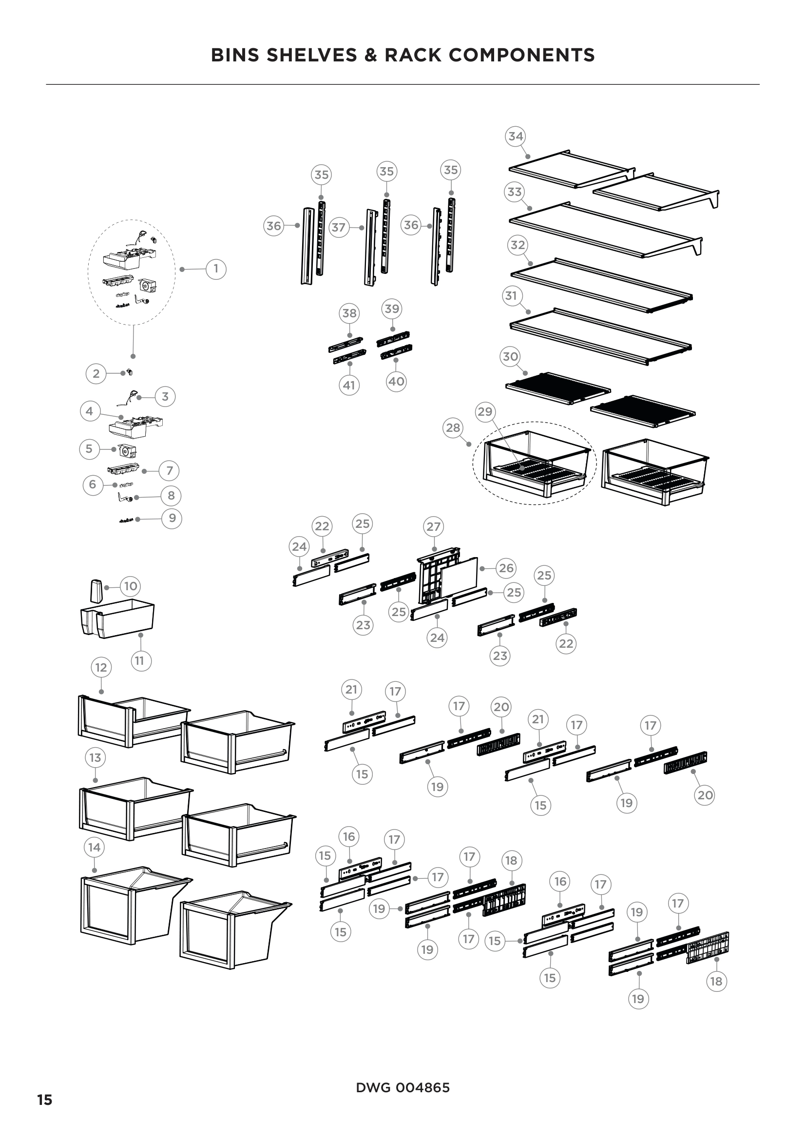 BINS SHELVES & RACK COMPONENTS