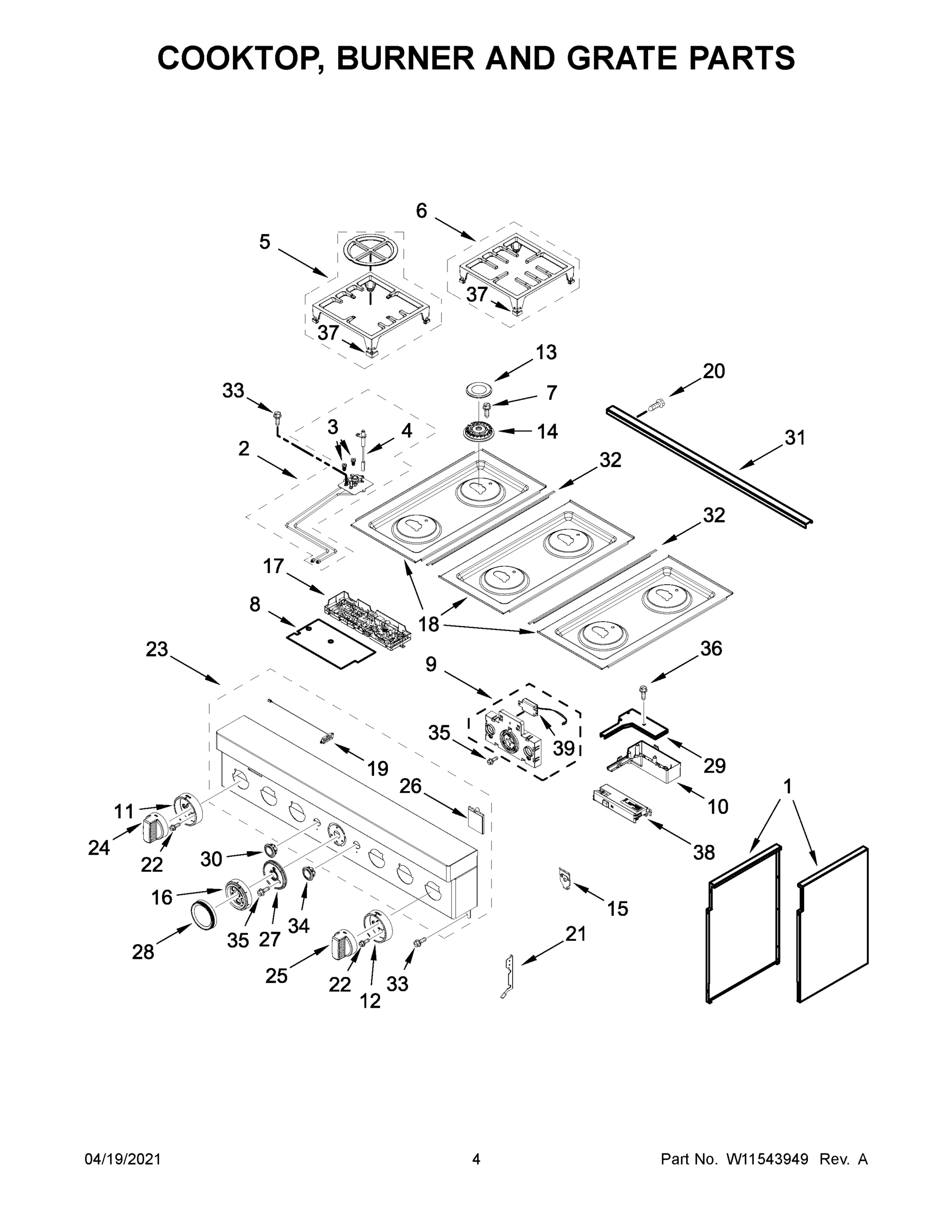 03 - COOKTOP, BURNER AND GRATE PARTS