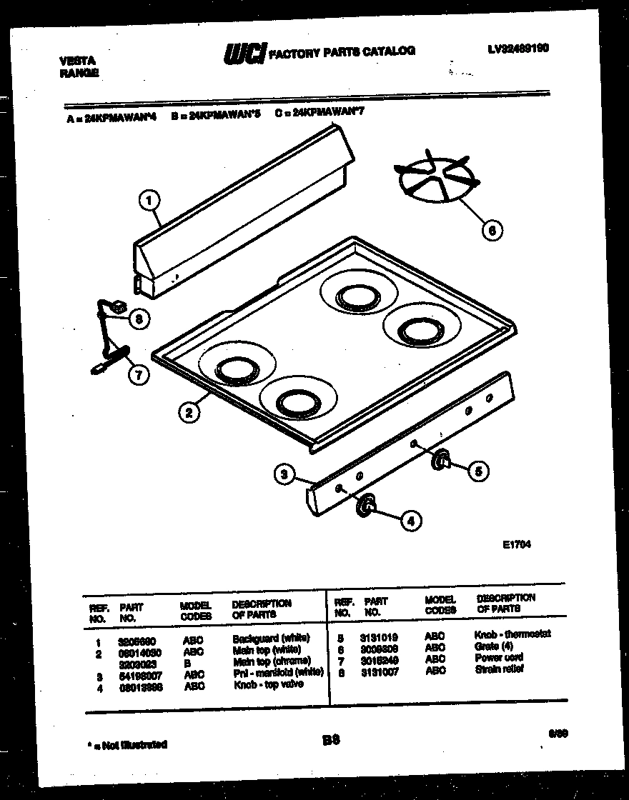 02 - BACKGUARD AND COOKTOP PARTS