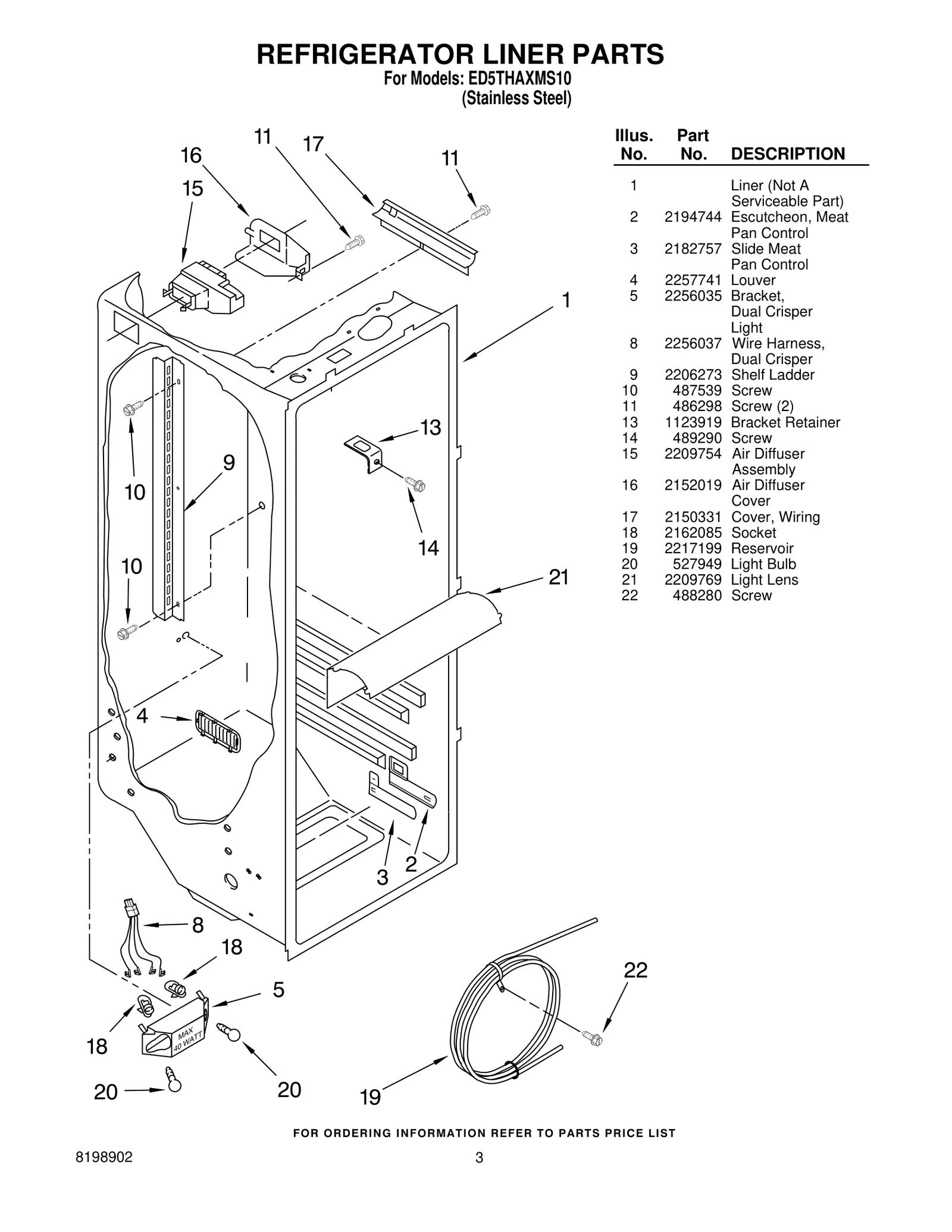 REFRIGERATOR LINER PARTS