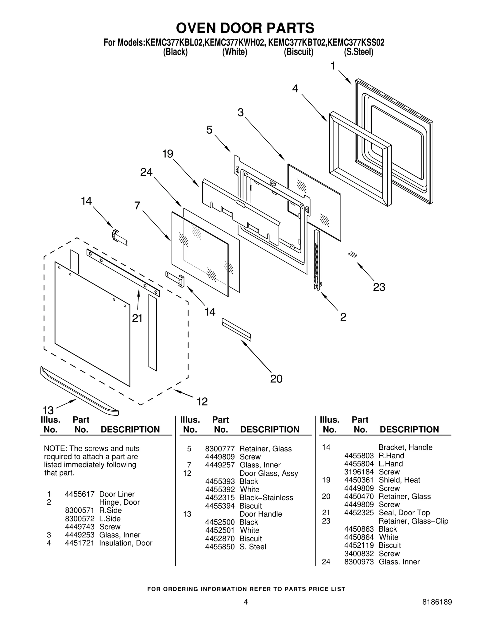 OVEN DOOR PARTS
