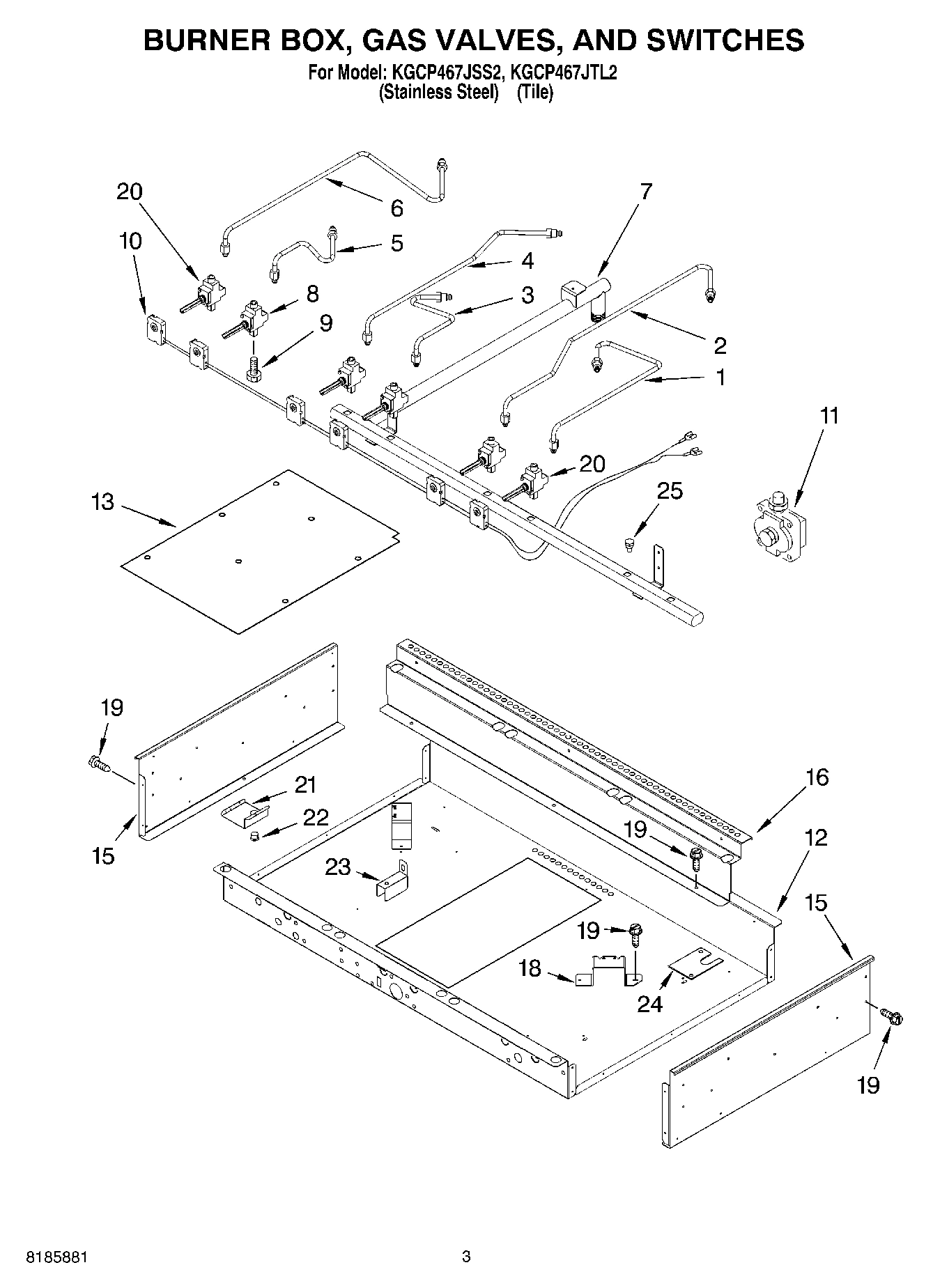 02 - BURNER BOX, GAS VALVES, AND SWITCHES