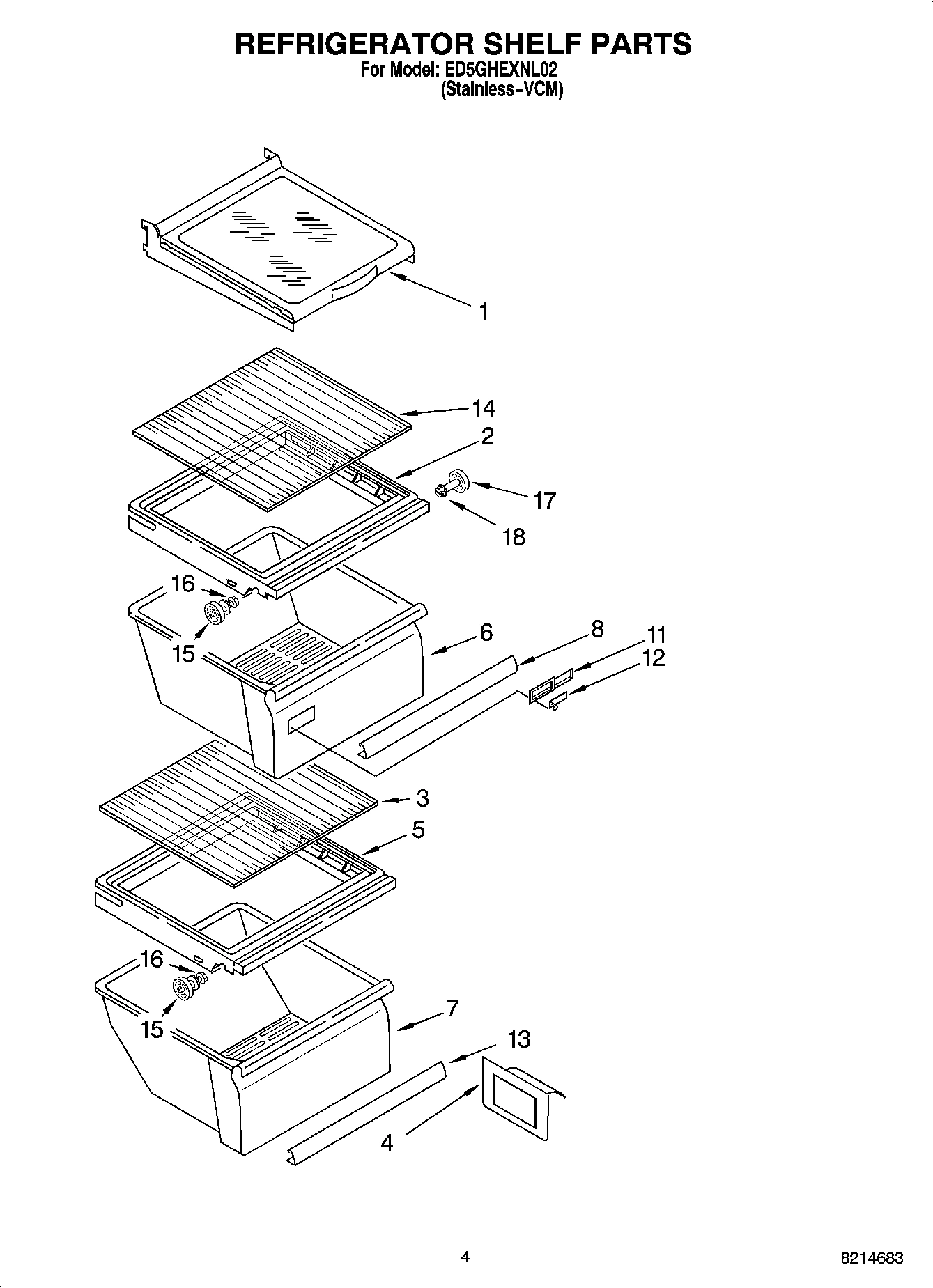 03 - REFRIGERATOR SHELF PARTS