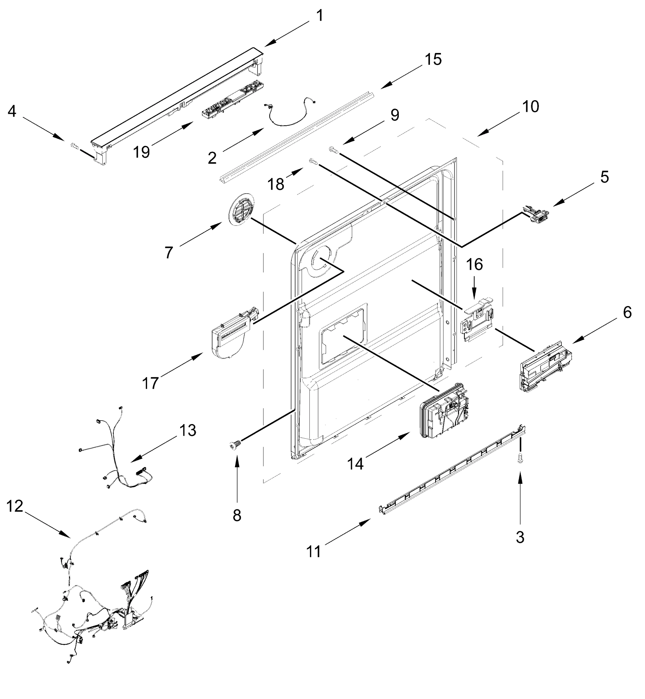 CONTROL PANEL AND INNER DOOR PARTS