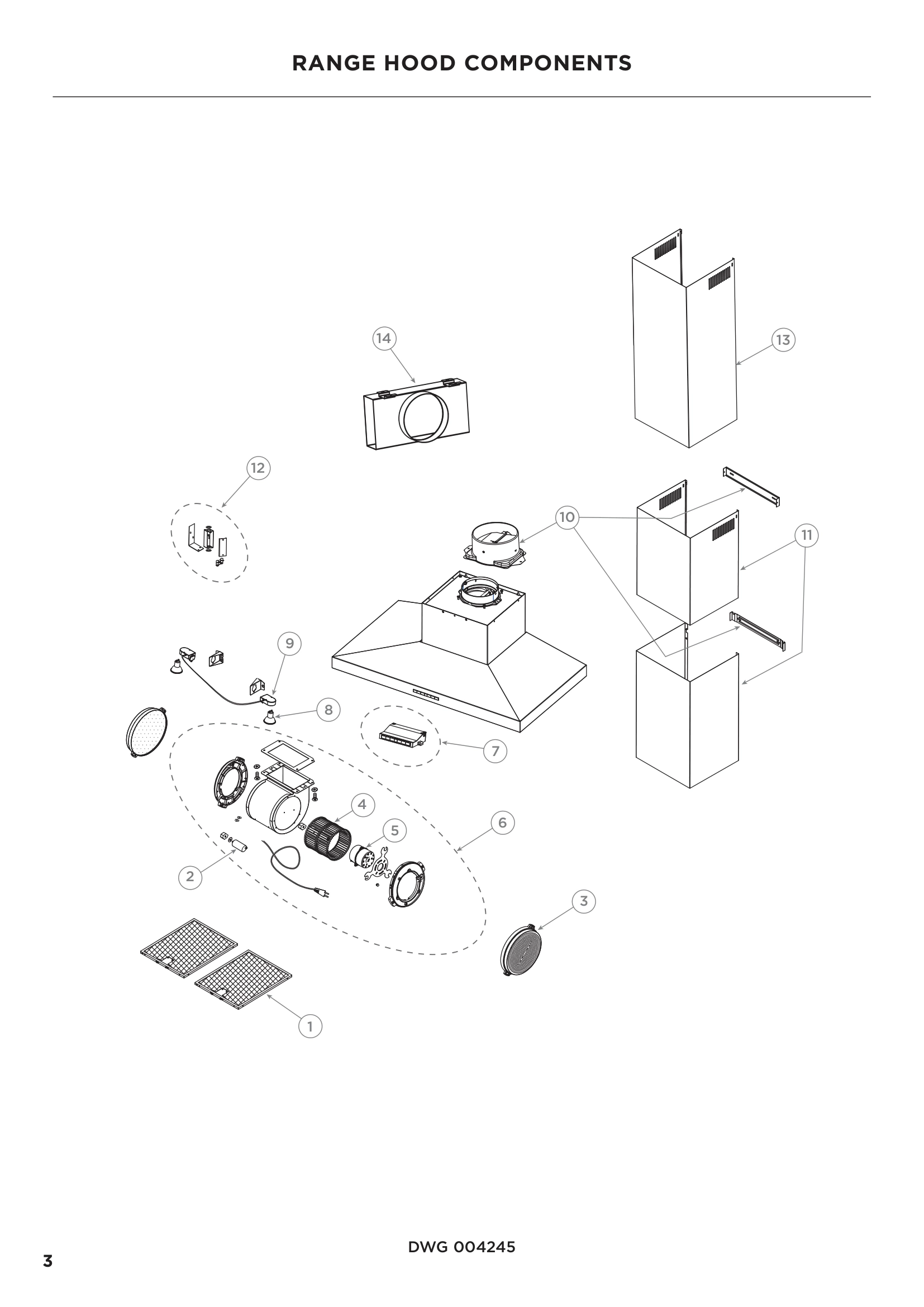 RANGE HOOD COMPONENTS